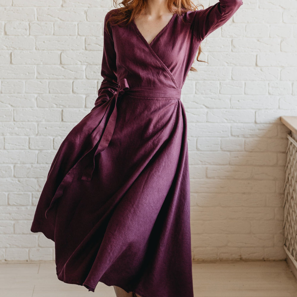 Linen A-Line Linen Midi Dress-visibleartshop