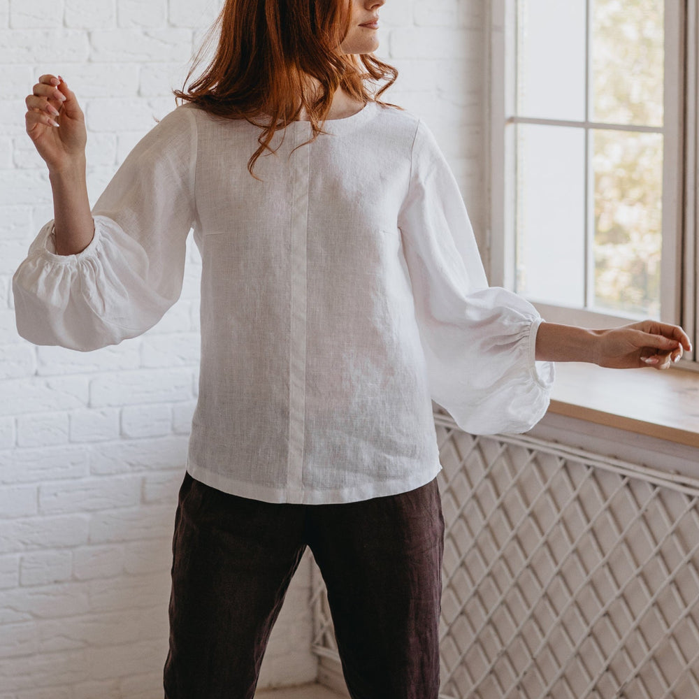 
                      
                        Puff Sleeve Linen Top-visibleartshop
                      
                    