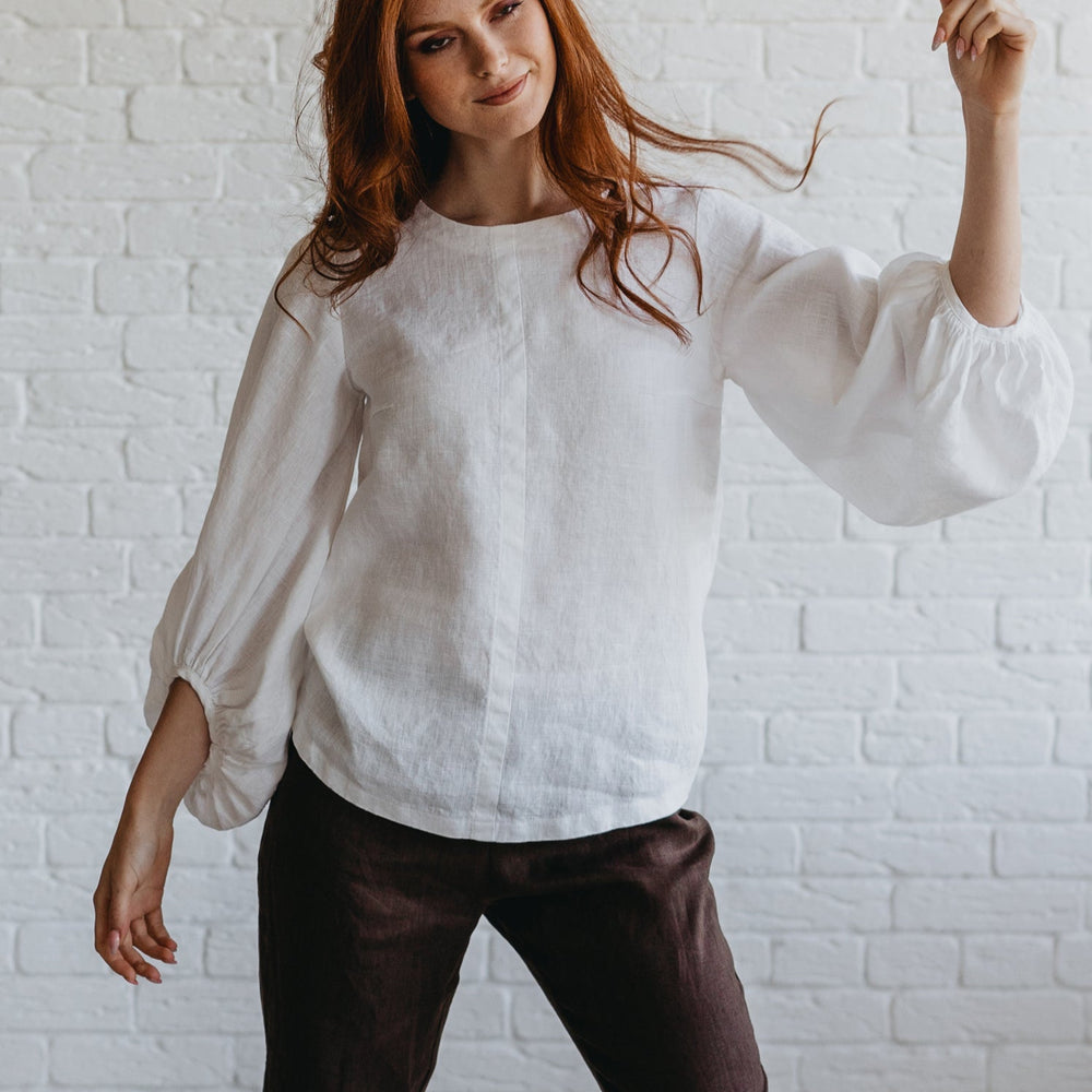 
                      
                        Puff Sleeve Linen Top
                      
                    