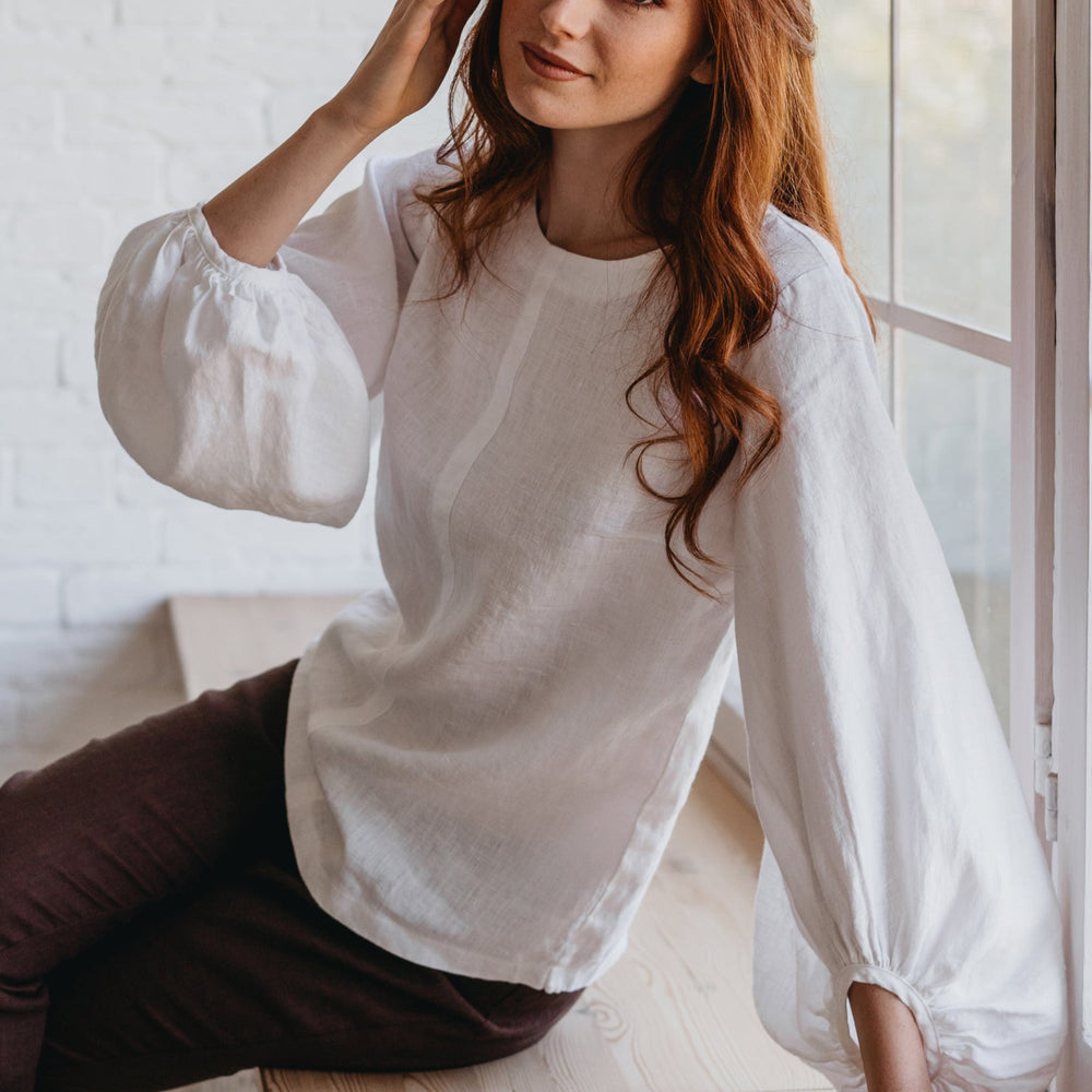 
                      
                        Puff Sleeve Linen Top-visibleartshop
                      
                    