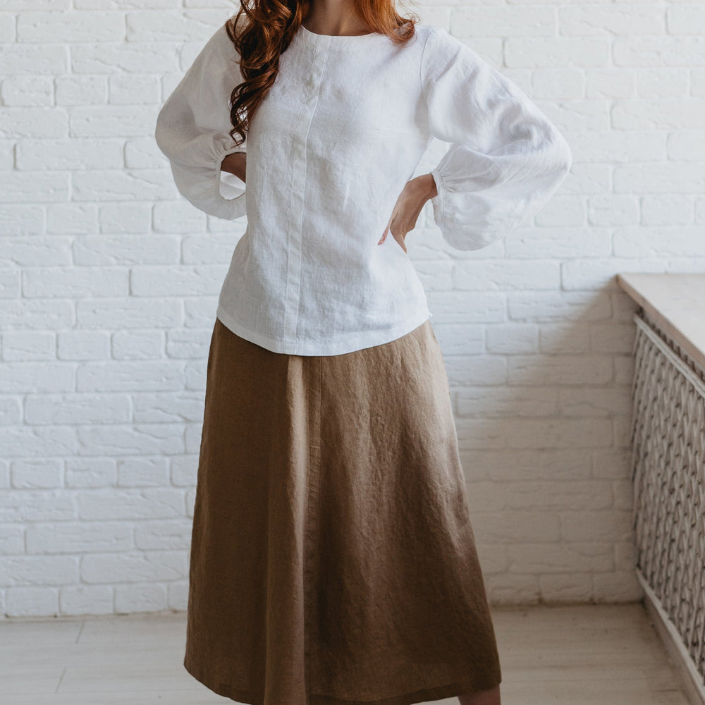 
                      
                        Heavyweight Linen Skirt with Pockets-visibleartshop
                      
                    