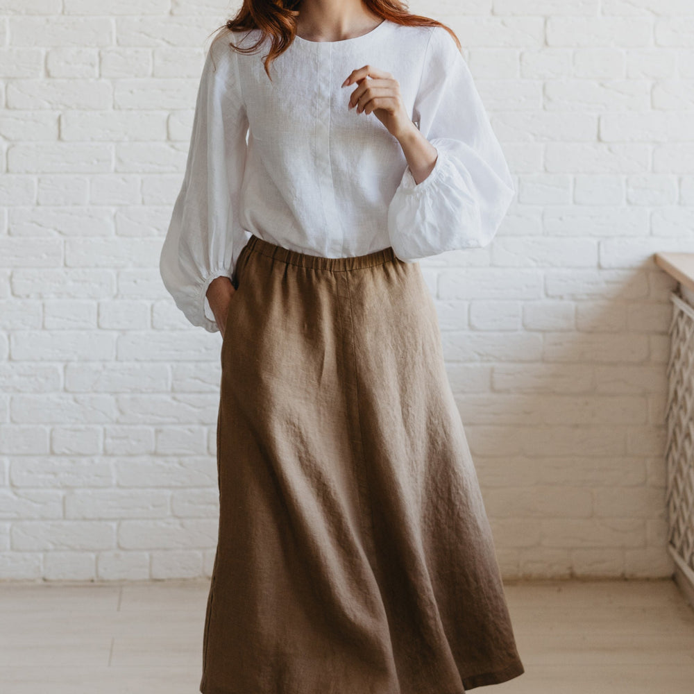 
                      
                        Heavyweight Linen Skirt with Pockets-visibleartshop
                      
                    