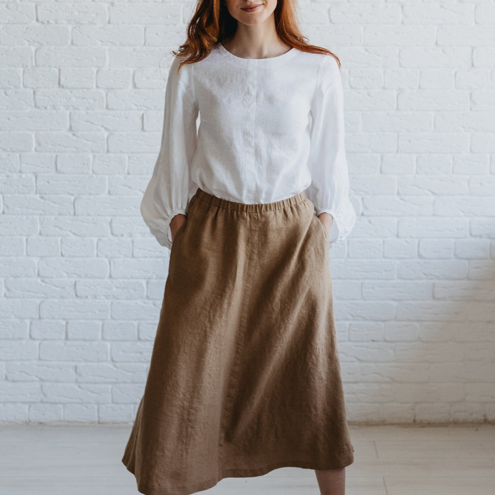 
                      
                        Heavyweight Linen Skirt with Pockets-visibleartshop
                      
                    