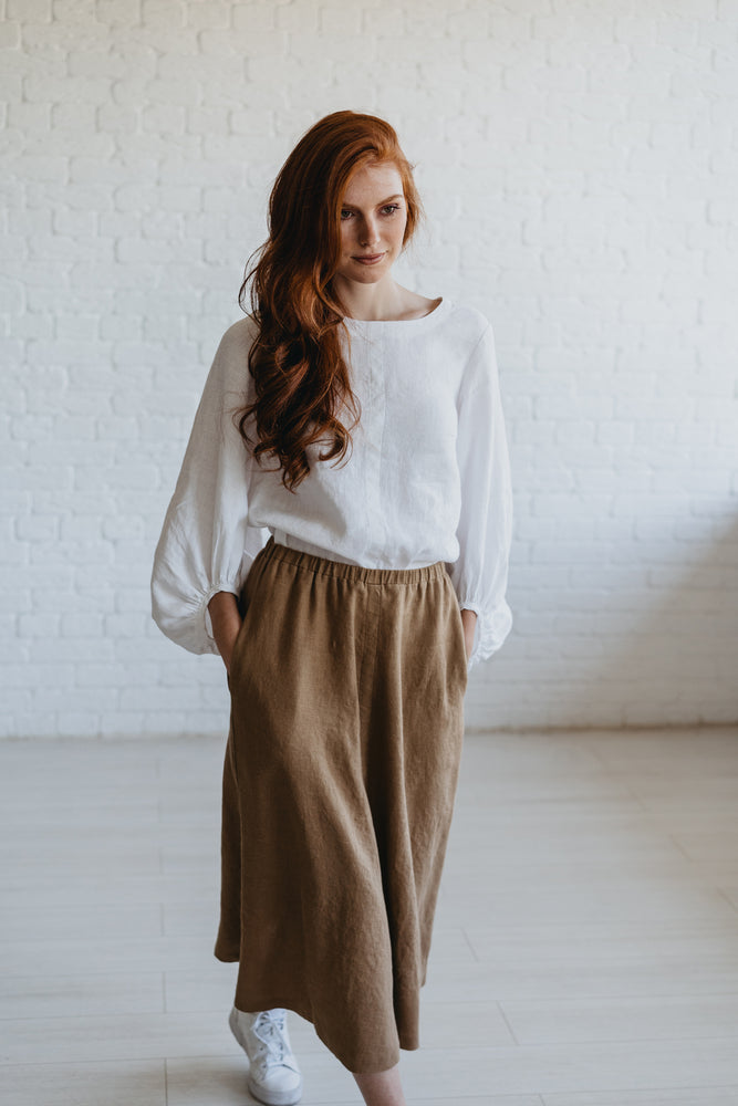 Heavyweight Linen Skirt with Pockets-visibleartshop