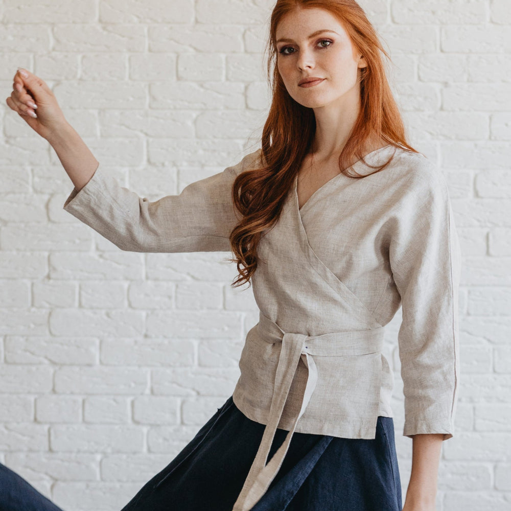 
                      
                        Reversible Minimalist Linen Wrap Top
                      
                    