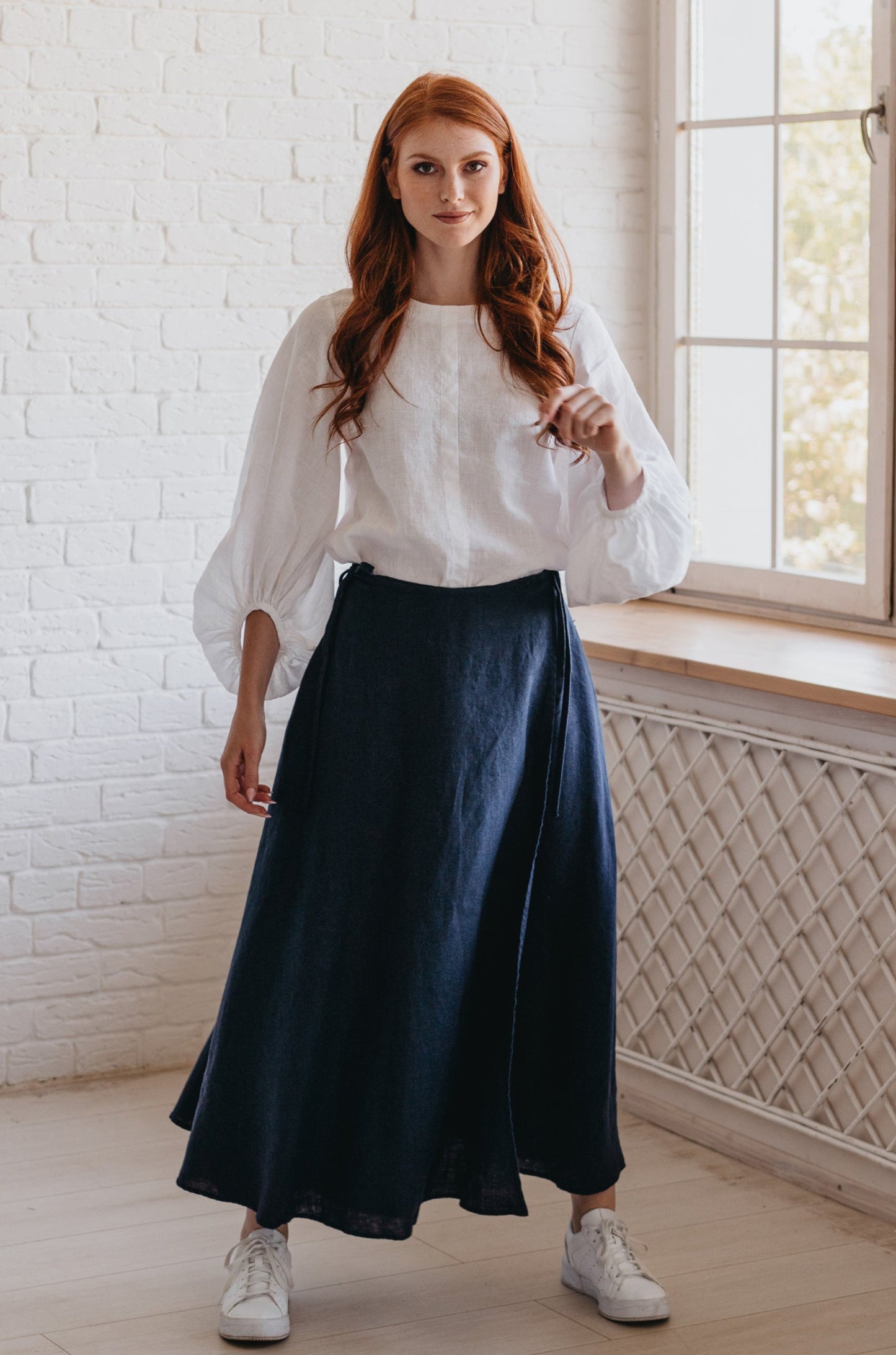 Heavyweight Linen Wrap Skirt-VisibleArtTeam