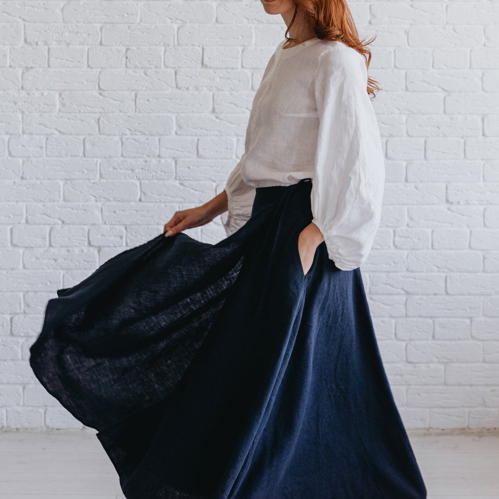 Heavyweight Linen Wrap Skirt-VisibleArtTeam