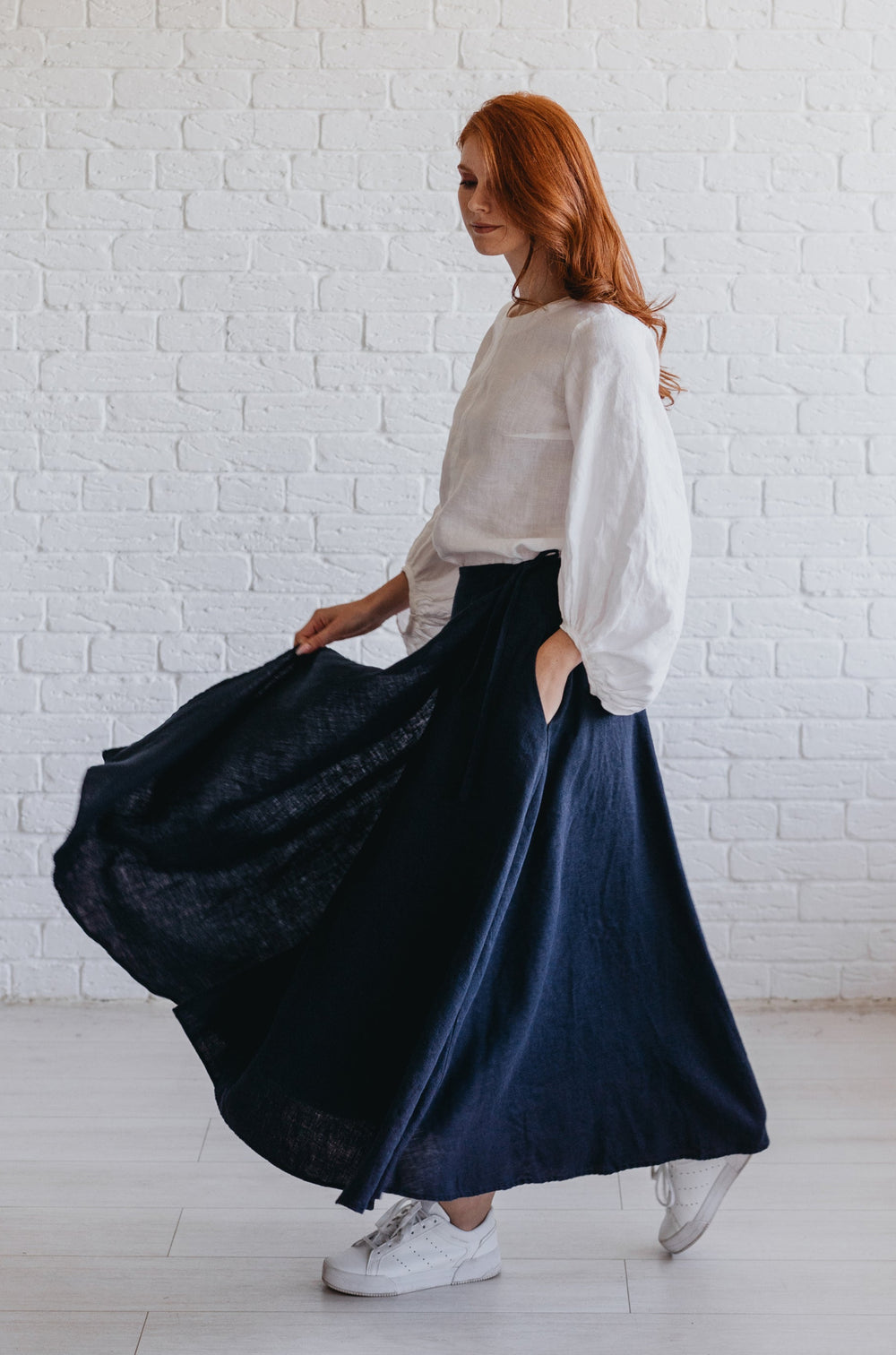 Heavyweight Linen Wrap Skirt-VisibleArtTeam