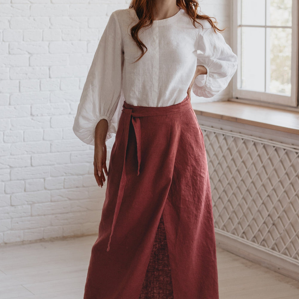 Heavyweight Minimalist Linen Skirt-visibleartshop