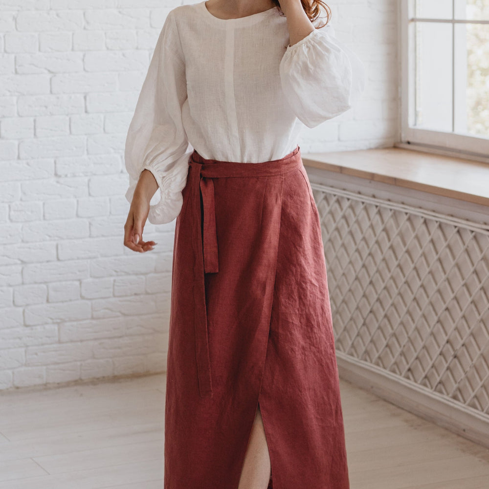 Heavyweight Minimalist Linen Skirt-visibleartshop