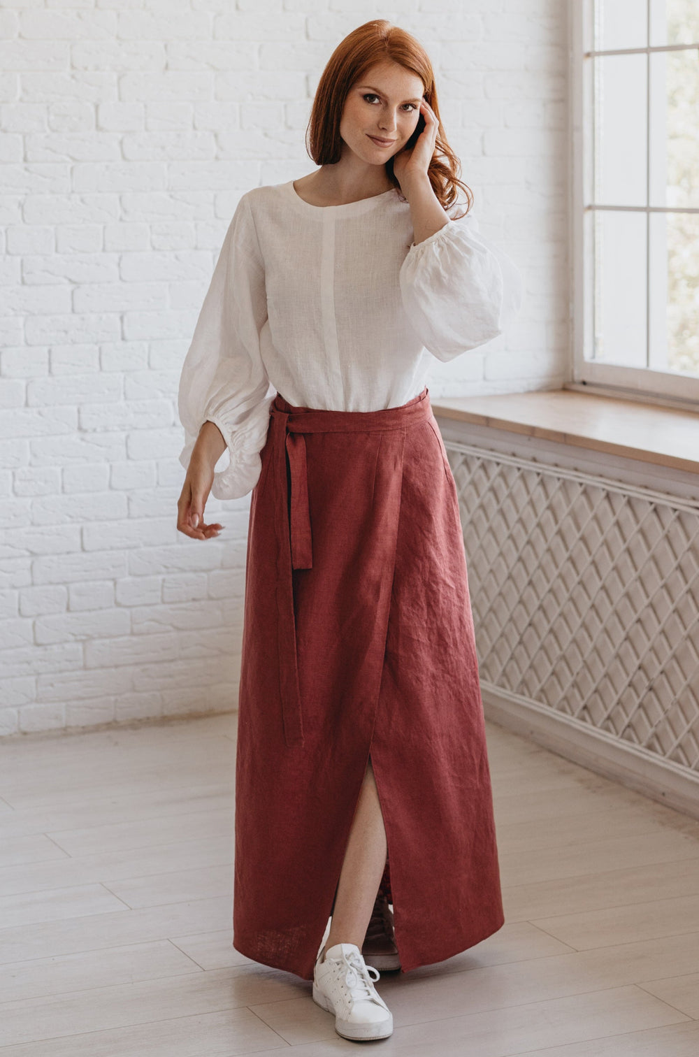 Heavyweight Minimalist Linen Skirt-visibleartshop