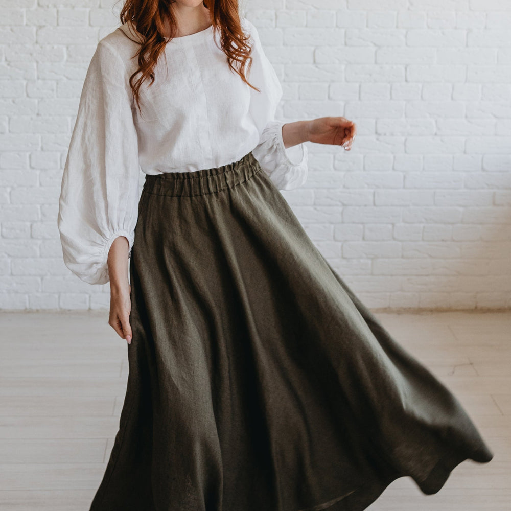 
                      
                        Heavyweight Linen Skirt with Pockets-visibleartshop
                      
                    