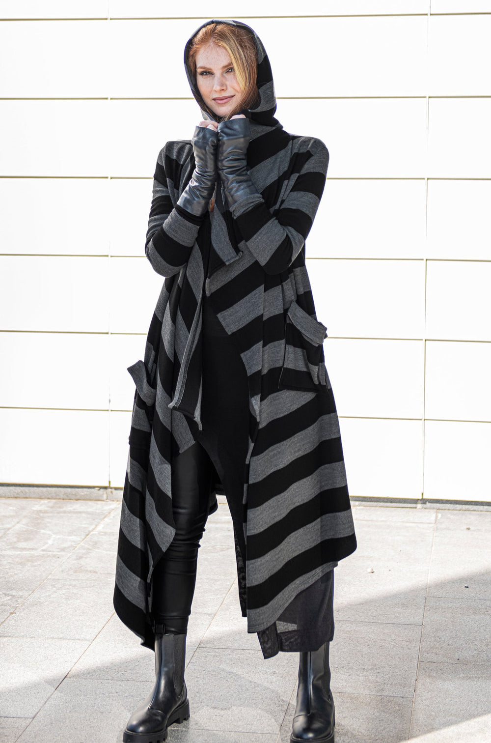 Hooded Assymetrical Cardigan, VisibleArtShop
