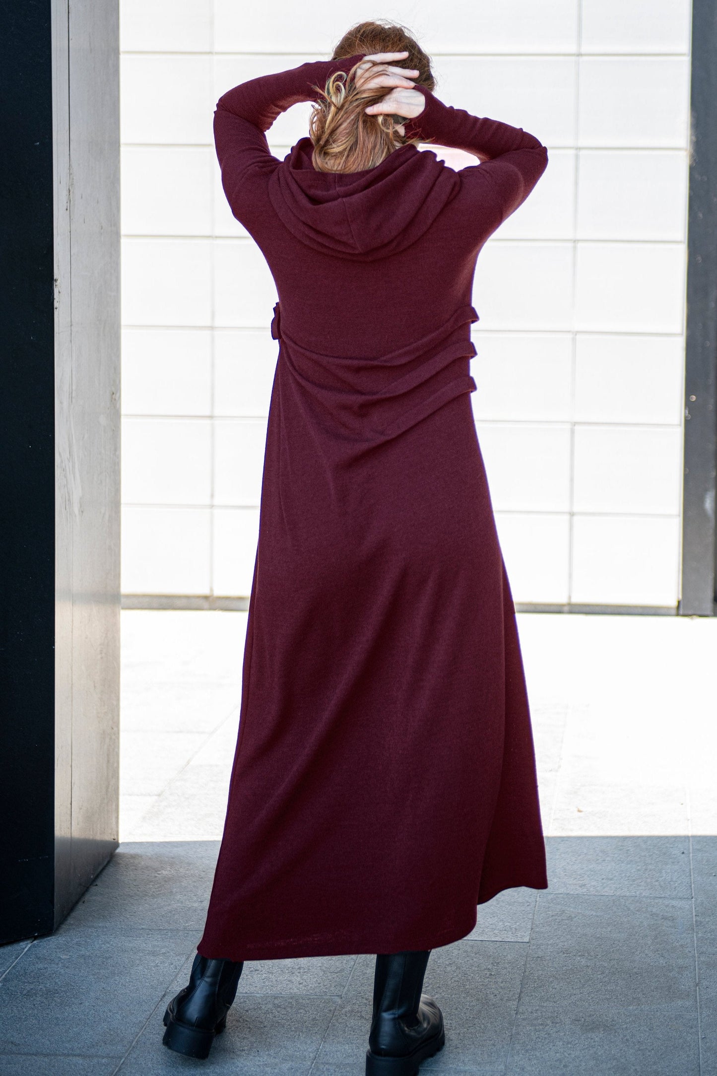Hooded Knit Dress, Long Black Winter Dress, Knitted Maxi Dress, Hooded Sweater Dress, Cotton Dress for Women, Sweatshirt Dress, Plus Size, XL / Hooded Knit Dress, Long Black Winter Dress, Knitted Maxi Dress, Hooded Sweater Dress, Cotton Dress for Women, Sweatshirt Dress, Plus Size, XL /