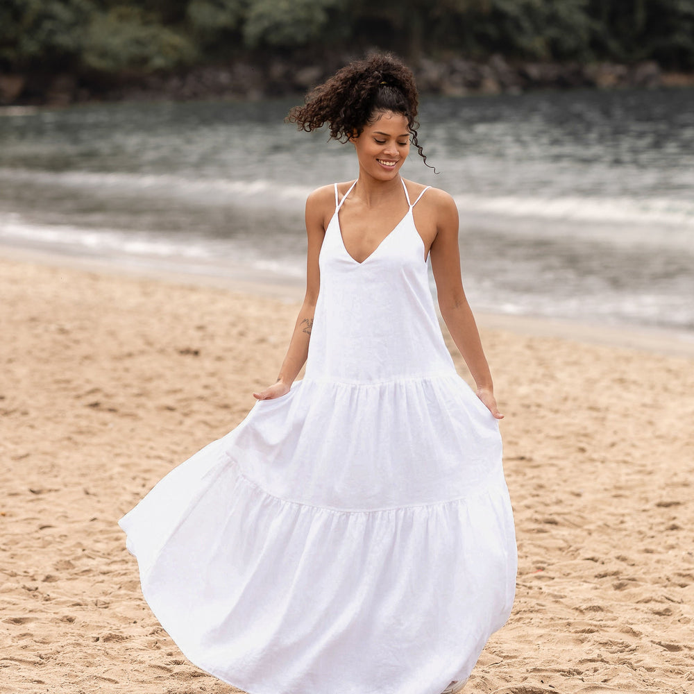 Tiered Linen Maxi Dress