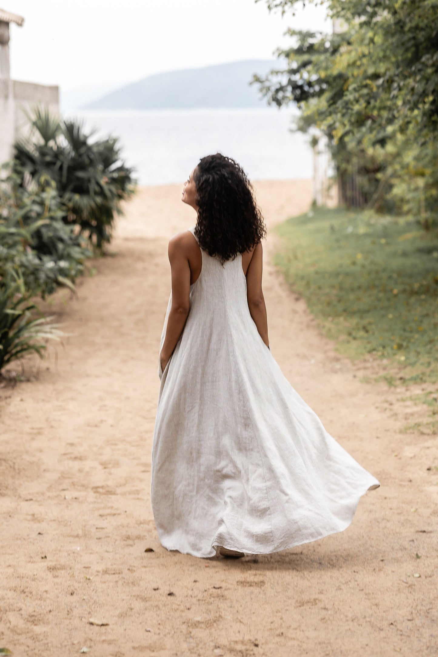 Sleeveless Linen Maxi Dress - Elegant Summer Dress in Breathable Linen VisibleArtShop Sleeveless Linen Maxi Dress - Elegant Summer Dress in Breathable Linen VisibleArtShop