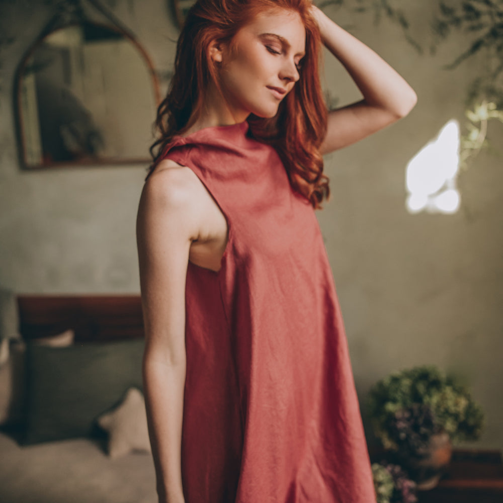 
                      
                        Cowl Neck Linen Dress
                      
                    