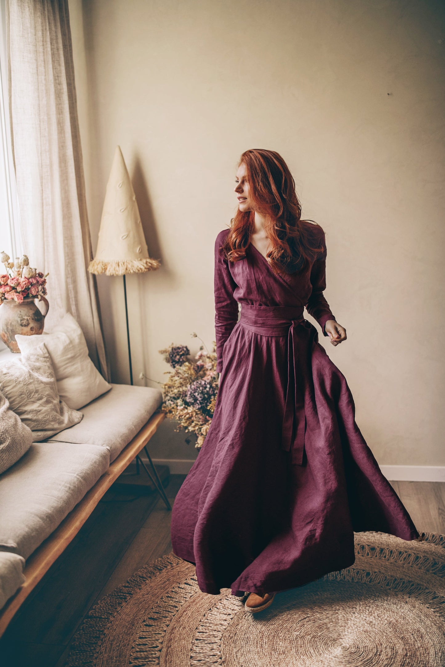purple dress with belt Purple Chiffon Maxi Dress with Irregular Hem and Waist Belt