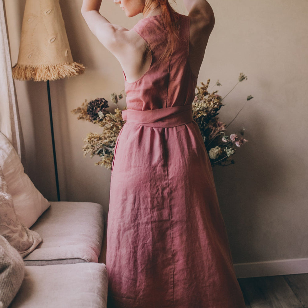 
                      
                        Minimalist Linen Maxi Dress with Tie Belt, VisibleArtShop
                      
                    