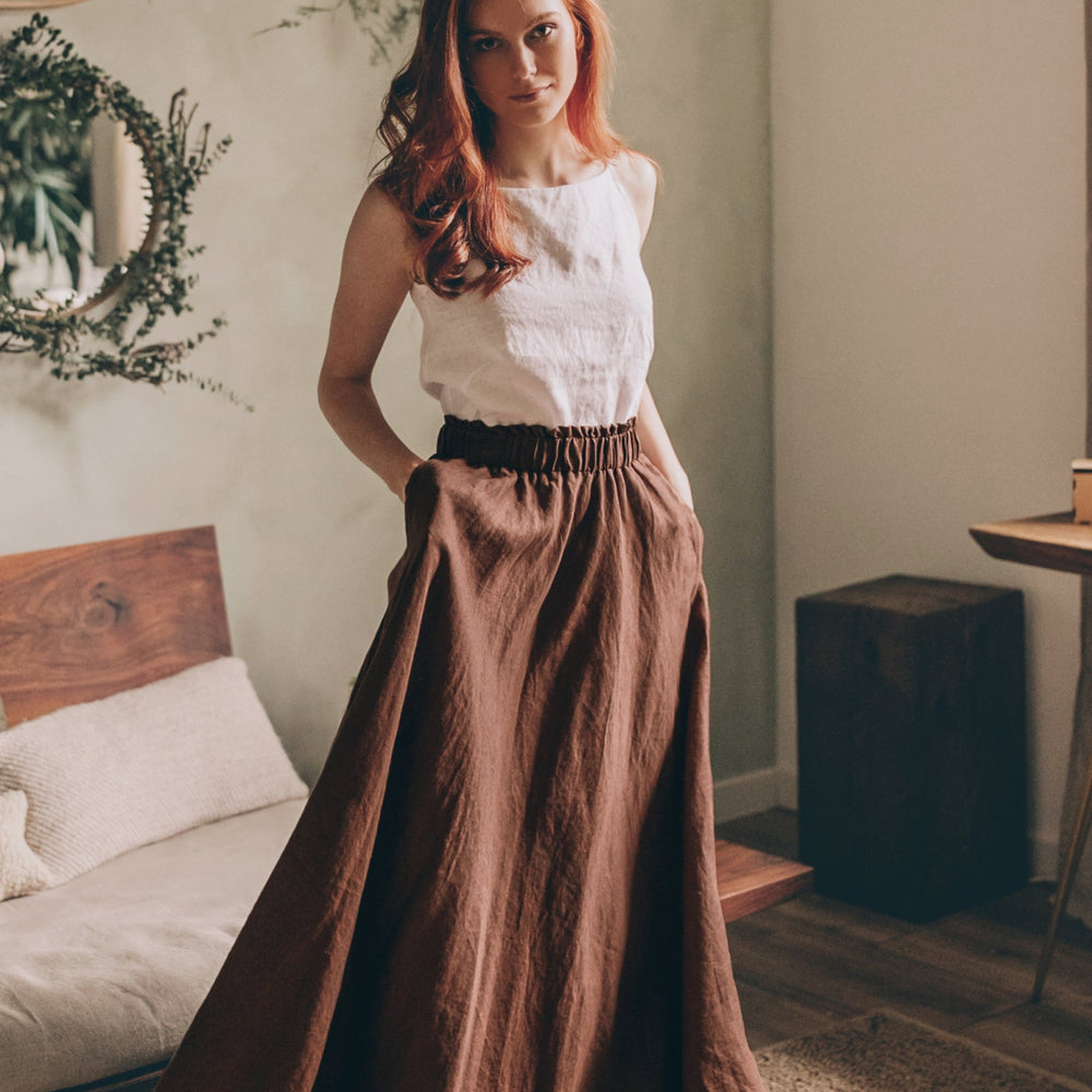 
                      
                        Flared Long Linen Skirt - VisibleArtShop
                      
                    