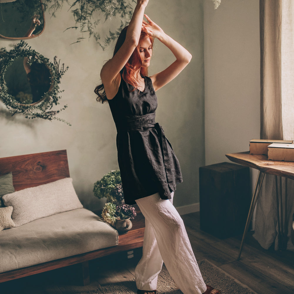 
                      
                        Linen Tunic Top with Tie Belt
                      
                    