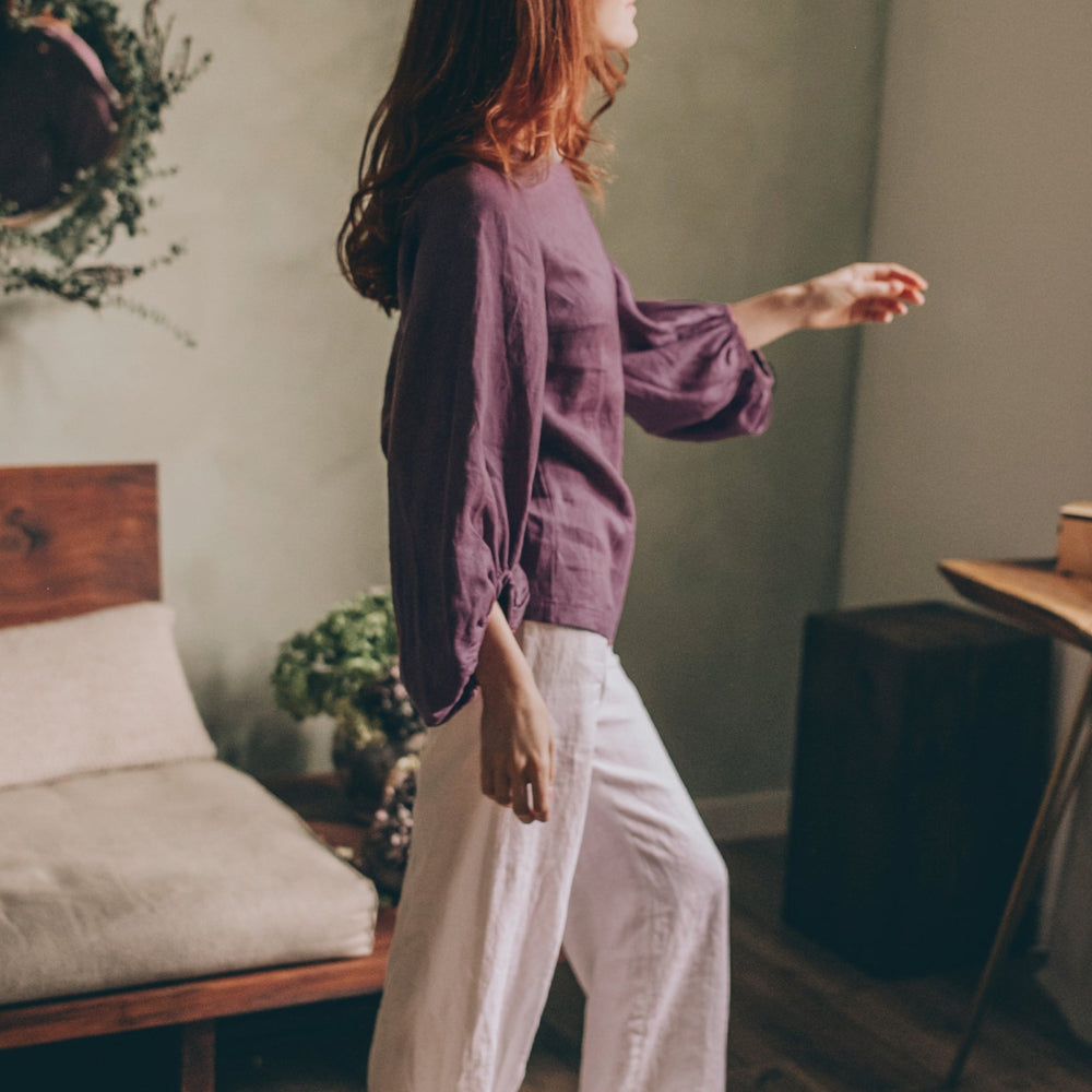 
                      
                        Puff Sleeve Linen Top
                      
                    