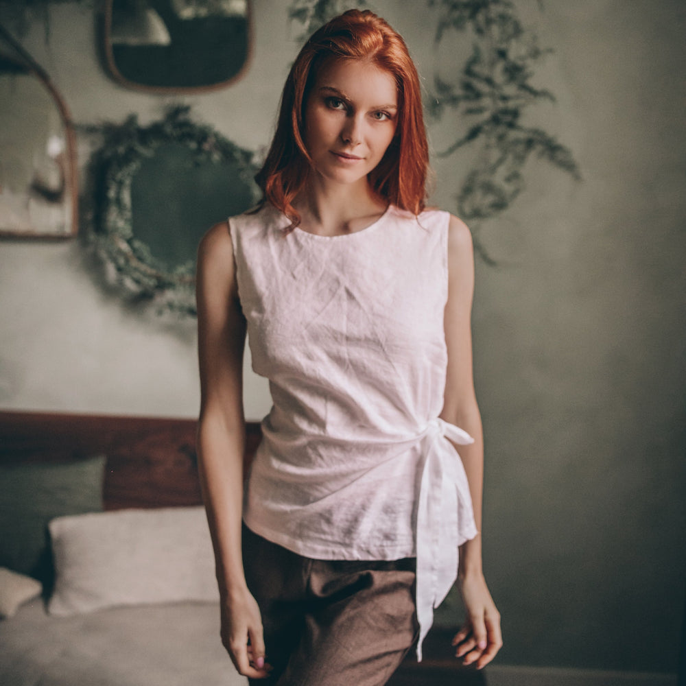 
                      
                        Linen Top with Side Tie Bow
                      
                    