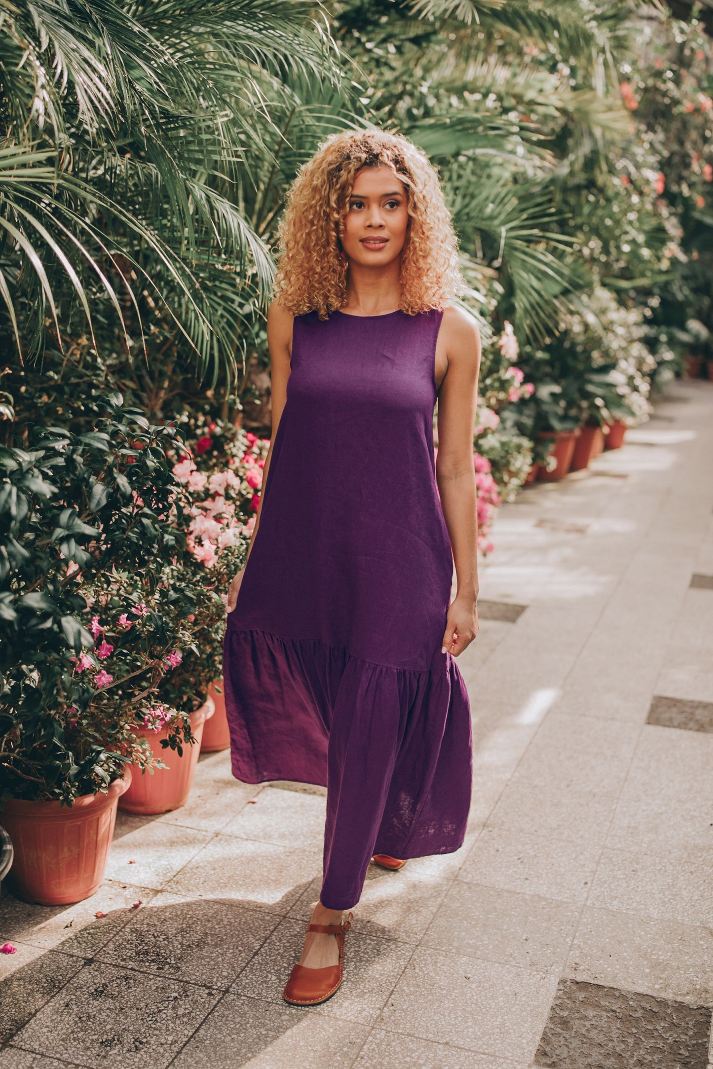 Summer Midi Dress in Purple, Sleeveless Linen Dress with Pockets, Light Linen Dress for Women, Linen Summer Dress, Minimalist Linen Clothes, L / Summer Midi Dress in Purple, Sleeveless Linen Dress with Pockets, Light Linen Dress for Women, Linen Summer Dress, Minimalist Linen Clothes, L /