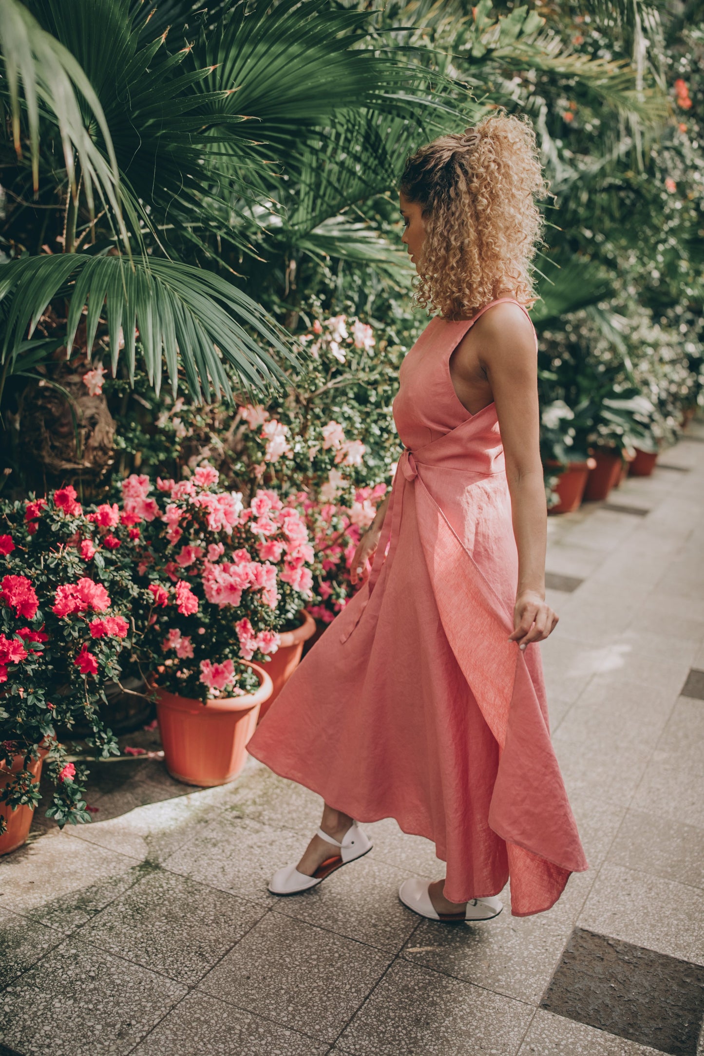 Linen Double Wrap Dress, Linen Summer Dress, Linen Dress for Women, Vintage Pink Designer Dress, Handmade Linen Clothing, Womens Clothing, XL / Dusty Linen Double Wrap Dress, Linen Summer Dress, Linen Dress for Women, Vintage Pink Designer Dress, Handmade Linen Clothing, Womens Clothing, XL / Dusty