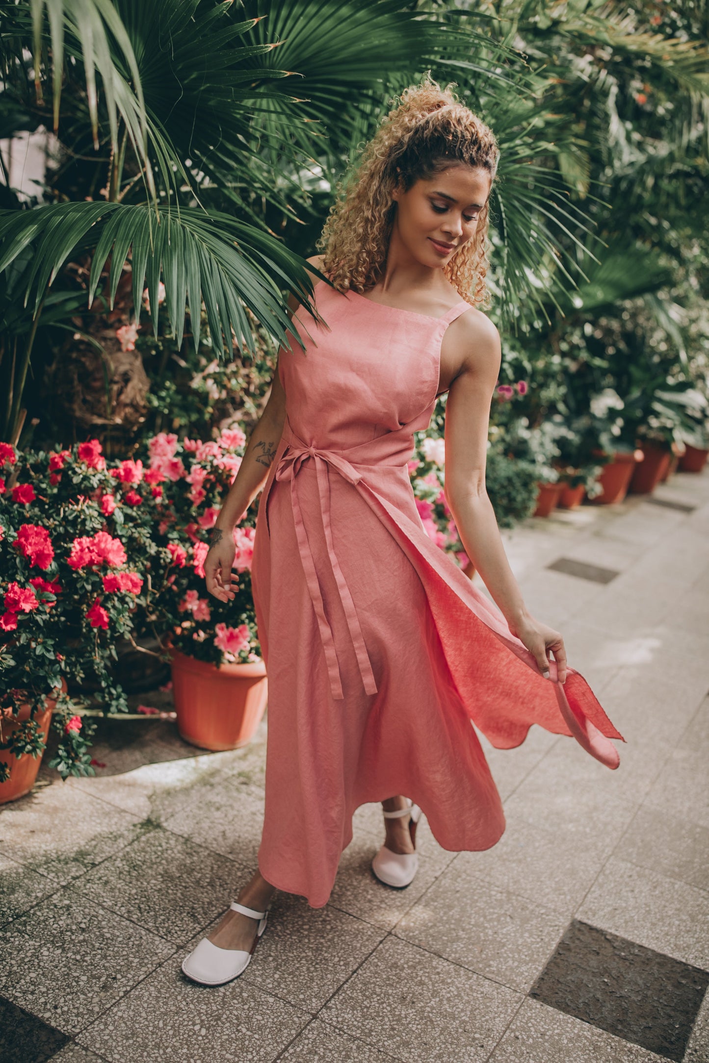 Linen Double Wrap Dress, Linen Summer Dress, Linen Dress for Women, Vintage Pink Designer Dress, Handmade Linen Clothing, Womens Clothing, M / Dusty Linen Double Wrap Dress, Linen Summer Dress, Linen Dress for Women, Vintage Pink Designer Dress, Handmade Linen Clothing, Womens Clothing, M / Dusty