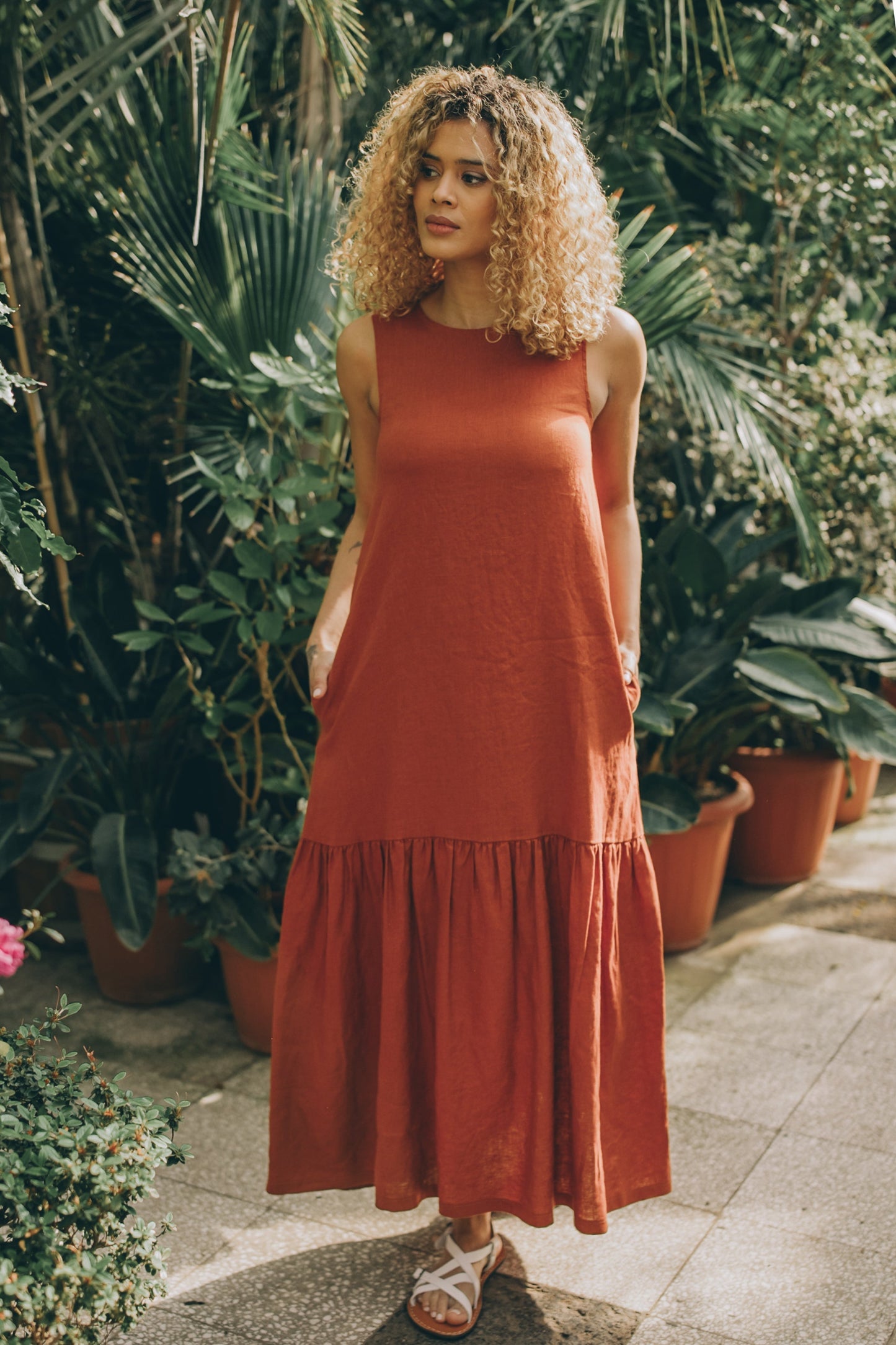 Minimalist Linen Dress with Pockets, Ochre Linen Midi Dress, Sleeveless Summer Linen Dress, Boho Linen Dress for Women, S / Dusty Turquoise Minimalist Linen Dress with Pockets, Ochre Linen Midi Dress, Sleeveless Summer Linen Dress, Boho Linen Dress for Women, S / Dusty Turquoise