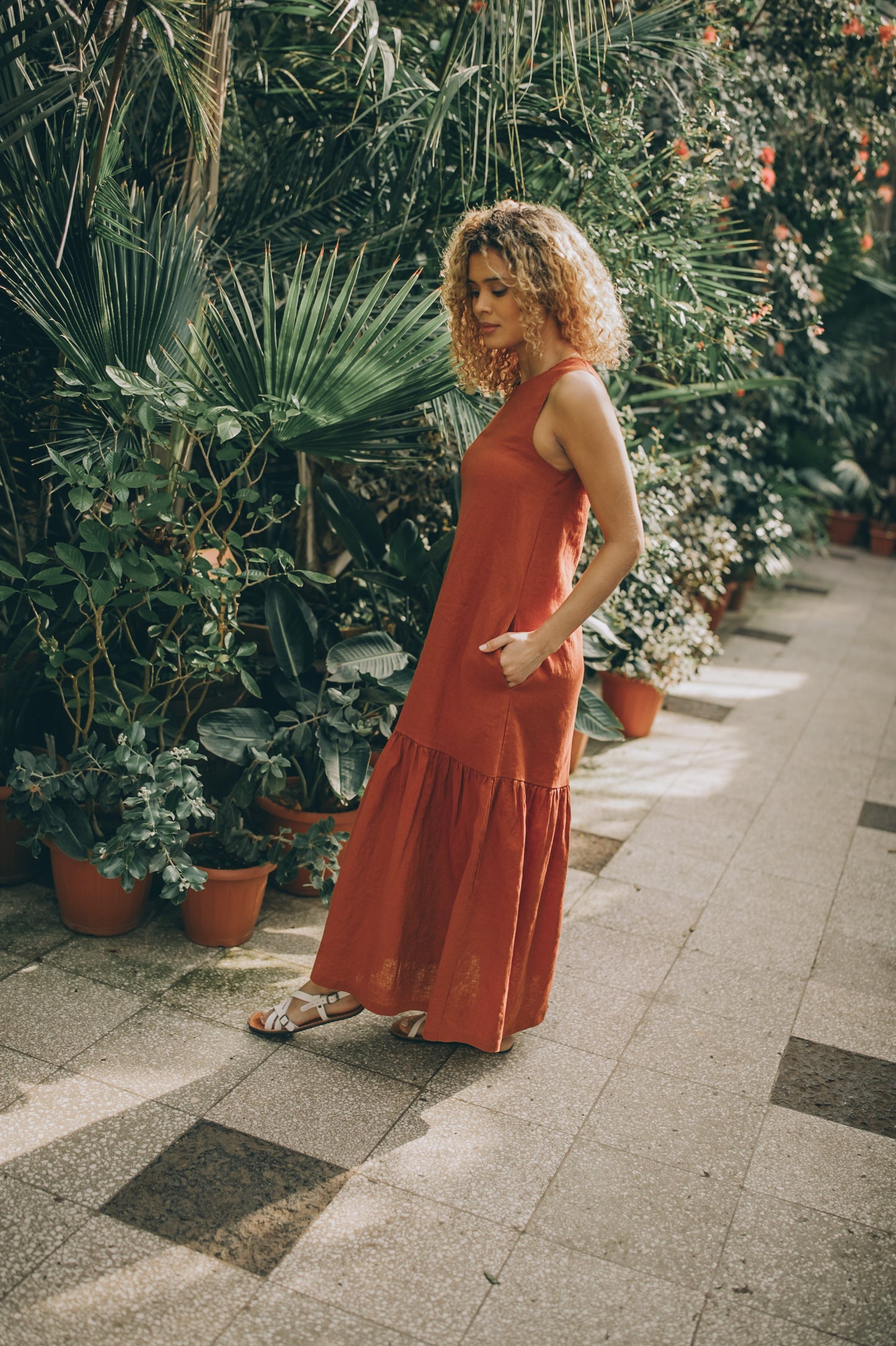Minimalist Linen Dress with Pockets, Ochre Linen Midi Dress, Sleeveless Summer Linen Dress, Boho Linen Dress for Women, S / Dusty Turquoise Minimalist Linen Dress with Pockets, Ochre Linen Midi Dress, Sleeveless Summer Linen Dress, Boho Linen Dress for Women, S / Dusty Turquoise