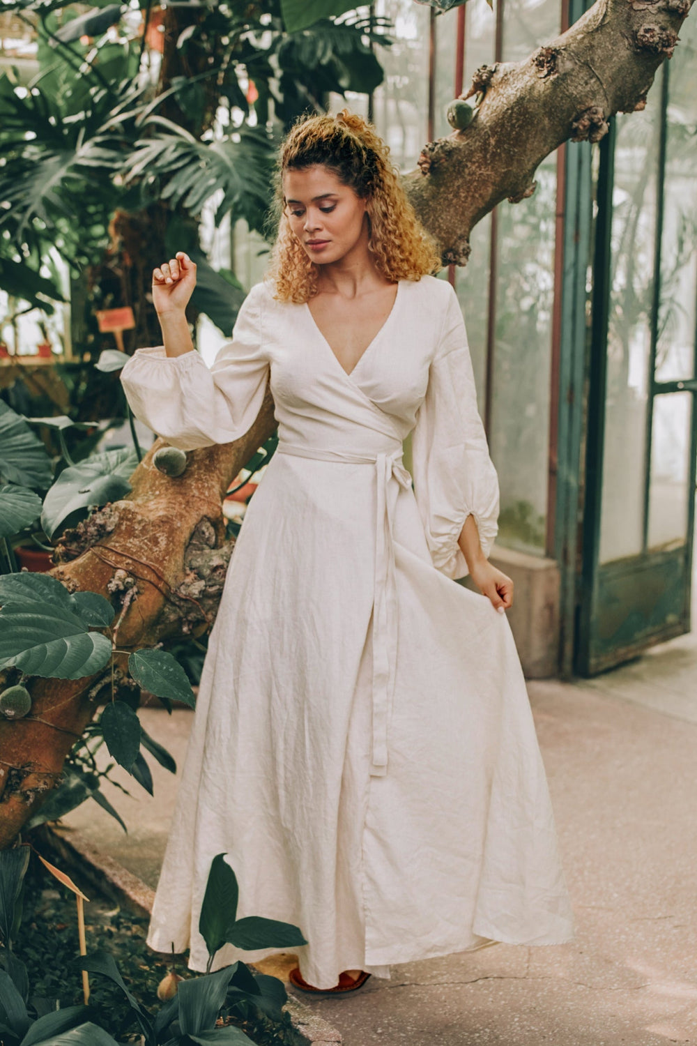 Wrap Linen Dress with Bell Sleeves and Pockets, Summer Maxi Dress, Cream Linen Dress, Linen Wrap Dress, Boho Wedding Dress, Romantic Dress, 3XL / Blue Wrap Linen Dress with Bell Sleeves and Pockets, Summer Maxi Dress, Cream Linen Dress, Linen Wrap Dress, Boho Wedding Dress, Romantic Dress, 3XL / Blue
