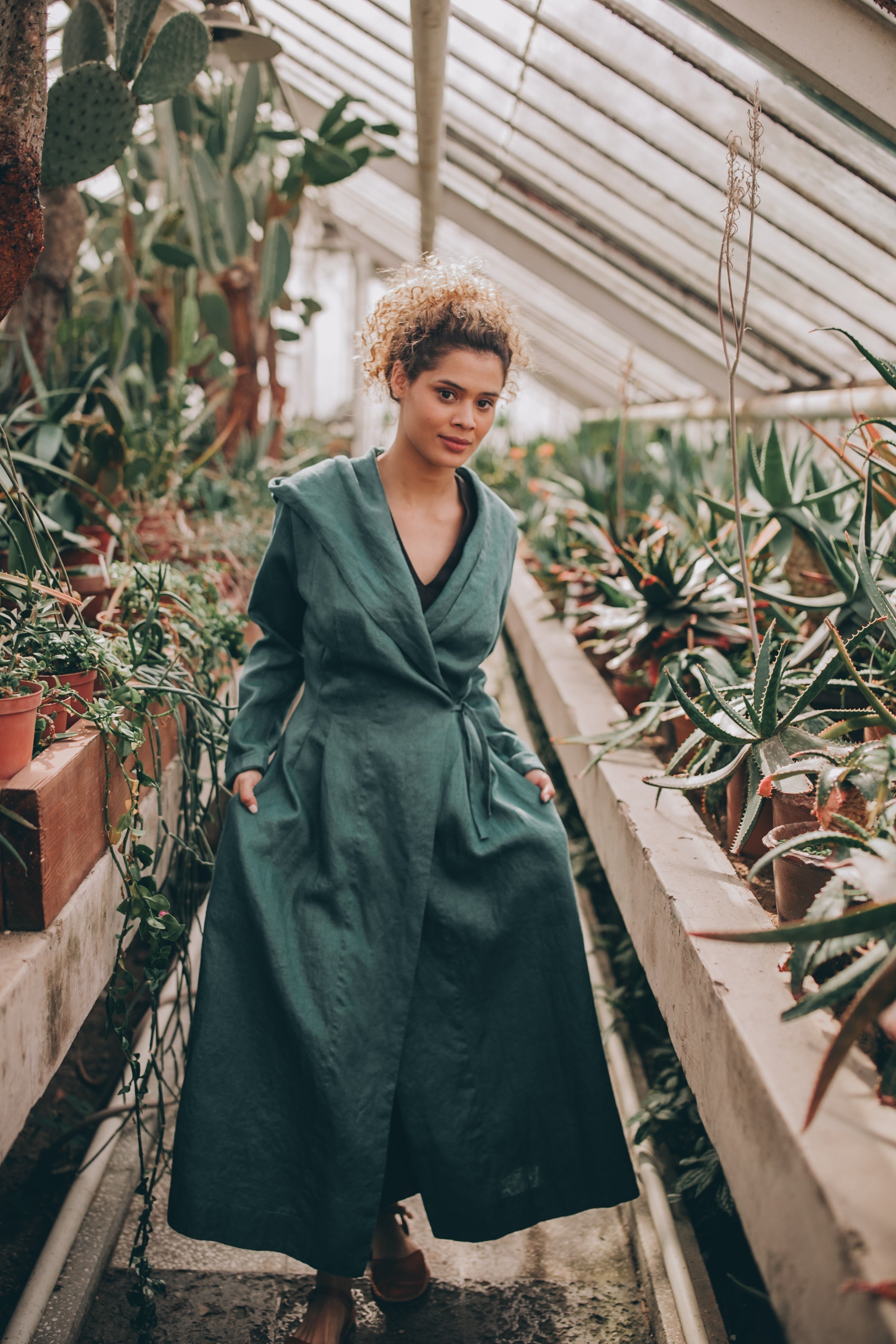 Summer Linen Coat - Elegant Heavyweight Linen Outerwear for Chilly