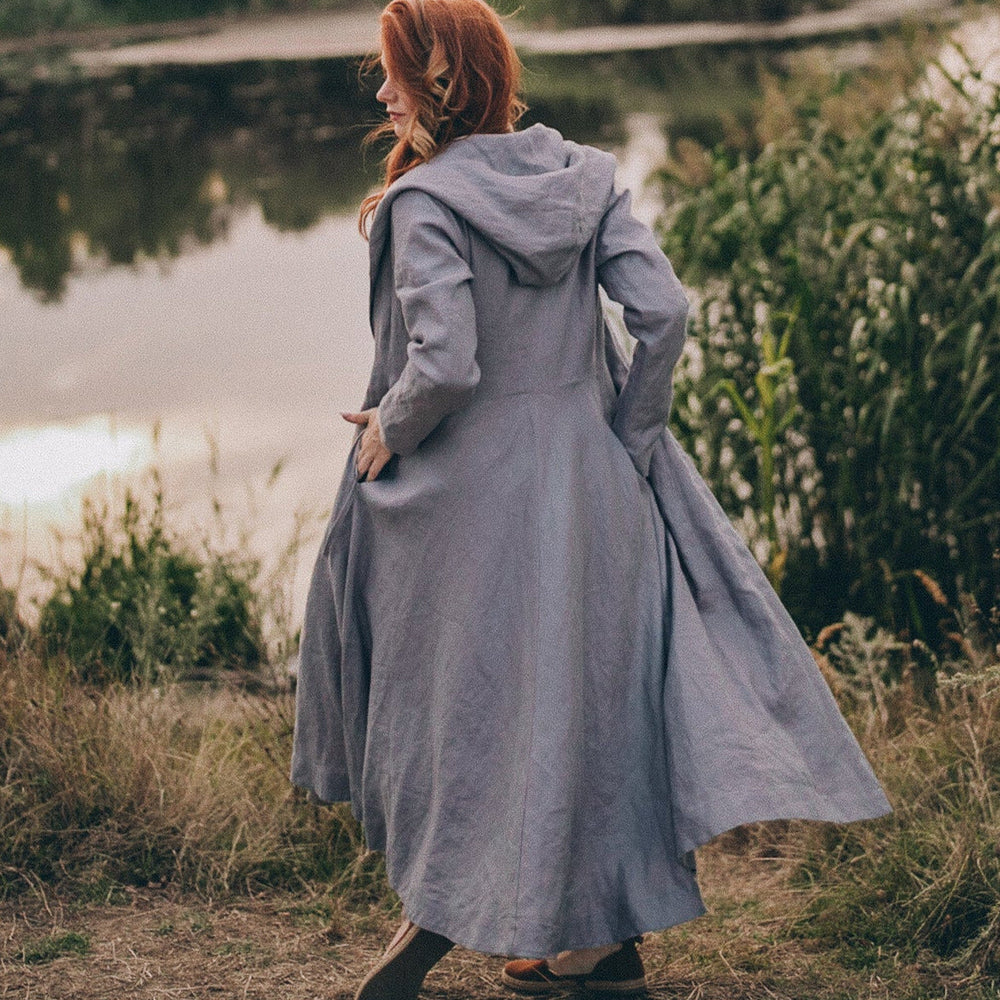 Heavy Linen Coat - Hooded Coat with Pockets - Linen Wrap Coat - Princess Coat for Women - Fall Cardigan Jacket - Long Linen Cardigan - Swing Coat, L / Heavy Linen Coat - Hooded Coat with Pockets - Linen Wrap Coat - Princess Coat for Women - Fall Cardigan Jacket - Long Linen Cardigan - Swing Coat, L /