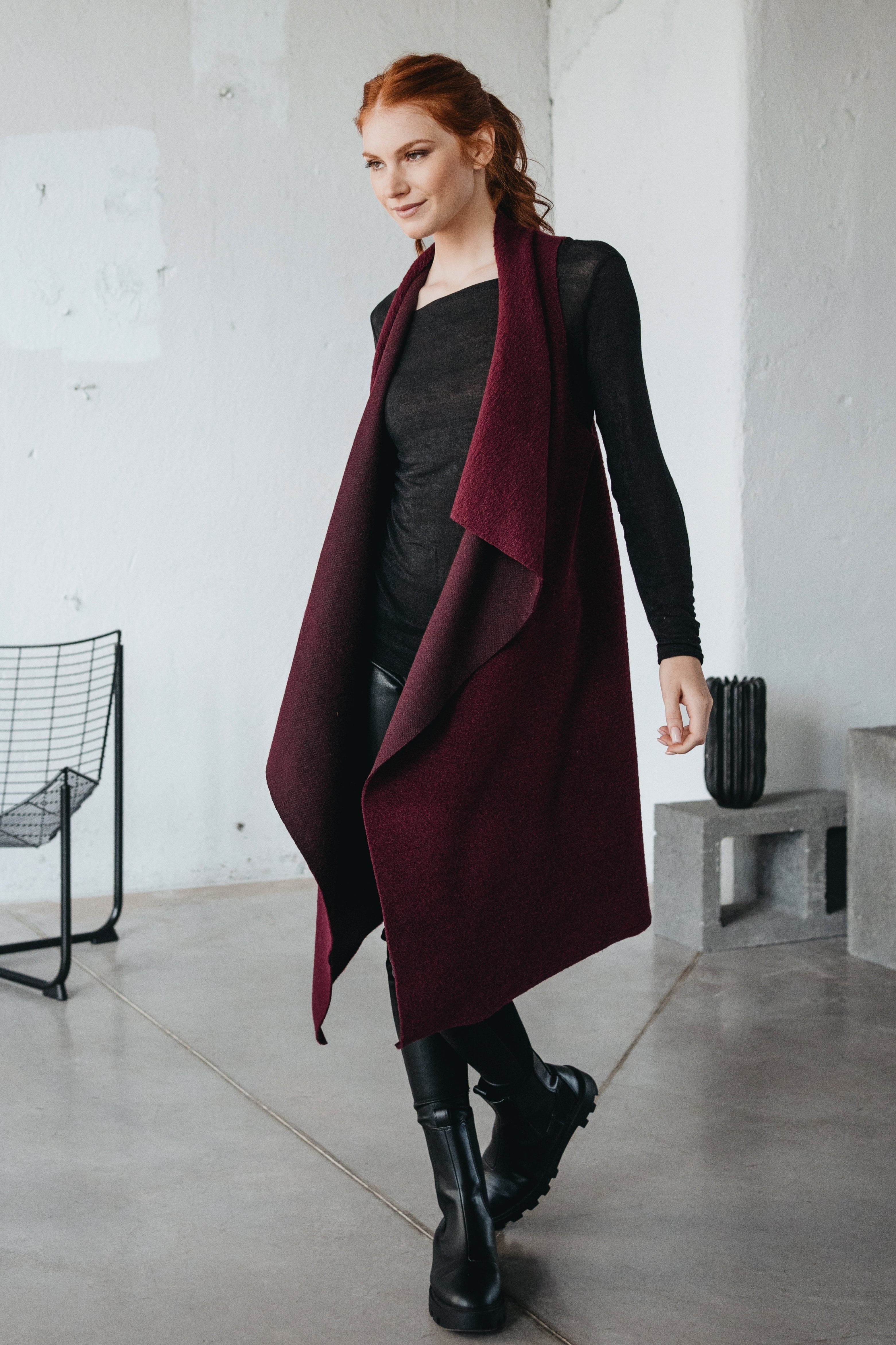 asymmetry wool belt vest Eaphi エフィ ベスト トップス レディース 