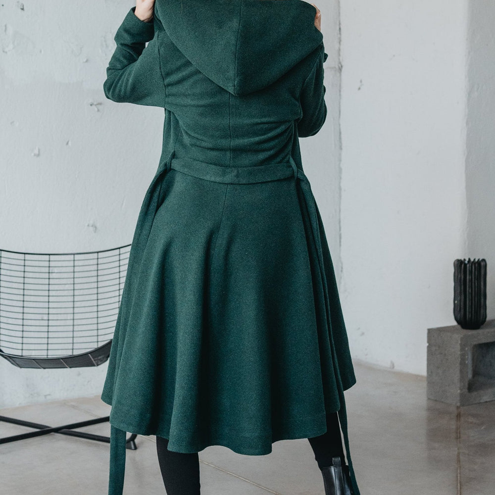 
                      
                        Merino Wool Flared Coat with Long Belt, VisibleArtShop
                      
                    