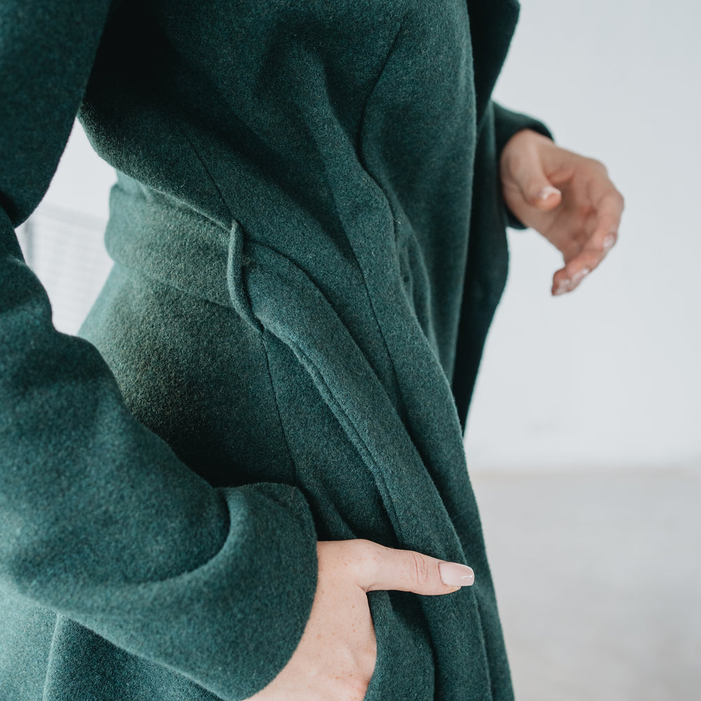 
                      
                        Merino Wool Flared Coat with Long Belt, VisibleArtShop
                      
                    
