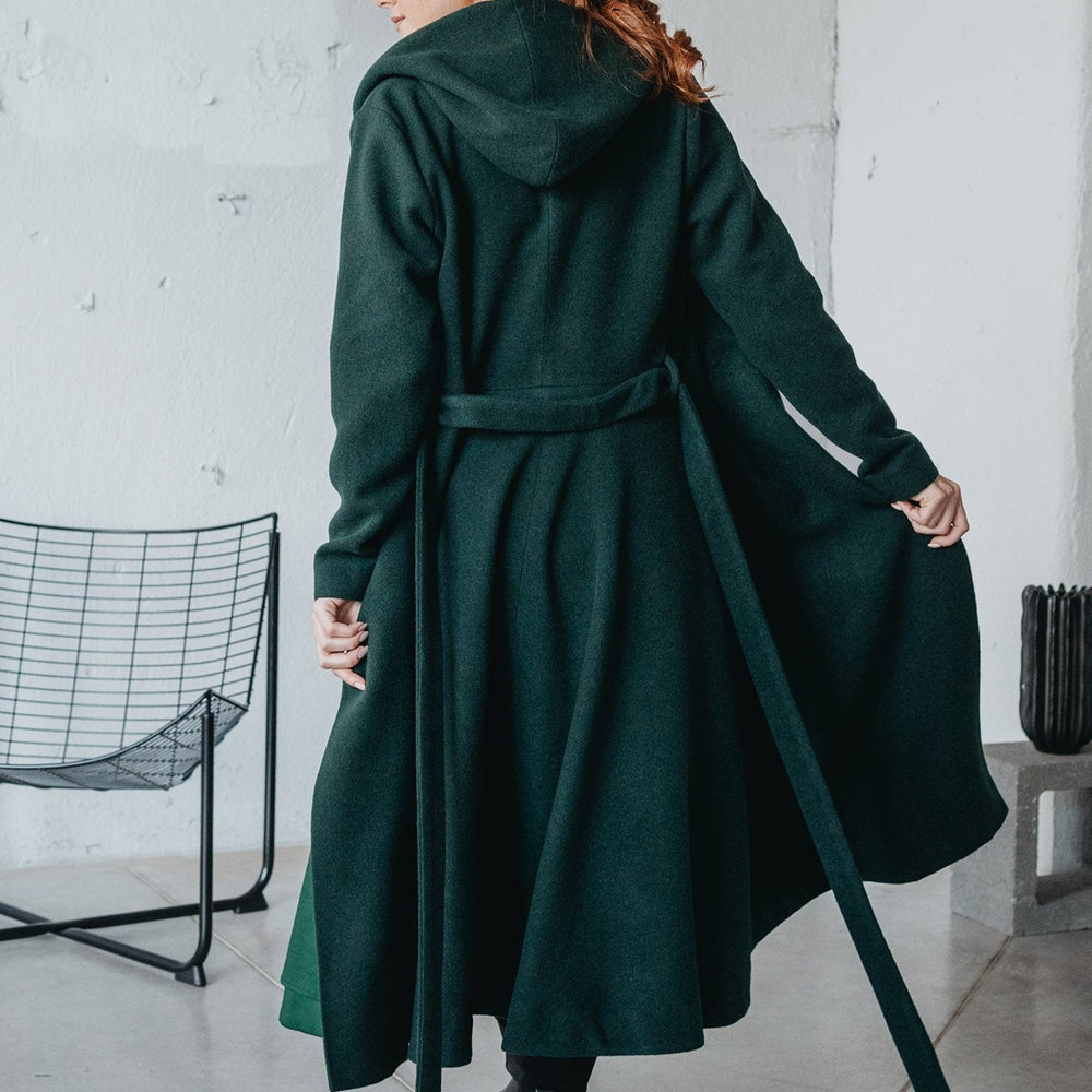 Merino Wool Winter Coat, Hooded Wool Coat, Green Wool Coat, Winter Coat for Women, Classic Winter Midi Coat, Wool Princess Coat, L / Black Merino Wool Winter Coat, Hooded Wool Coat, Green Wool Coat, Winter Coat for Women, Classic Winter Midi Coat, Wool Princess Coat, L / Black