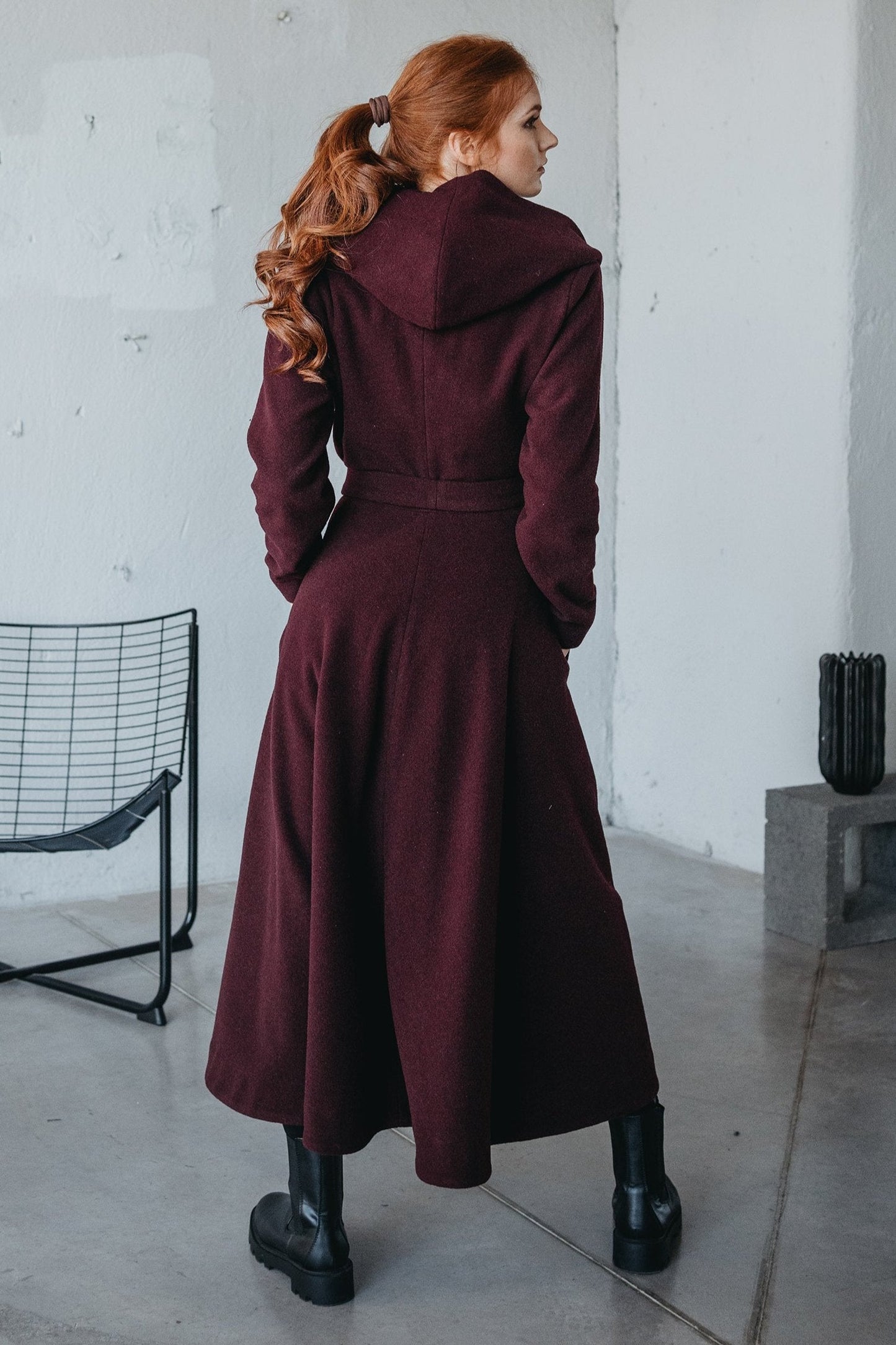 Princess Winter Coat, Long Wool Coat for Women, Belted Wool Coat, Hooded Winter Coat, Warm Winter Overcoat, Fit and Flare Coat, 3XL / Black Princess Winter Coat, Long Wool Coat for Women, Belted Wool Coat, Hooded Winter Coat, Warm Winter Overcoat, Fit and Flare Coat, 3XL / Black