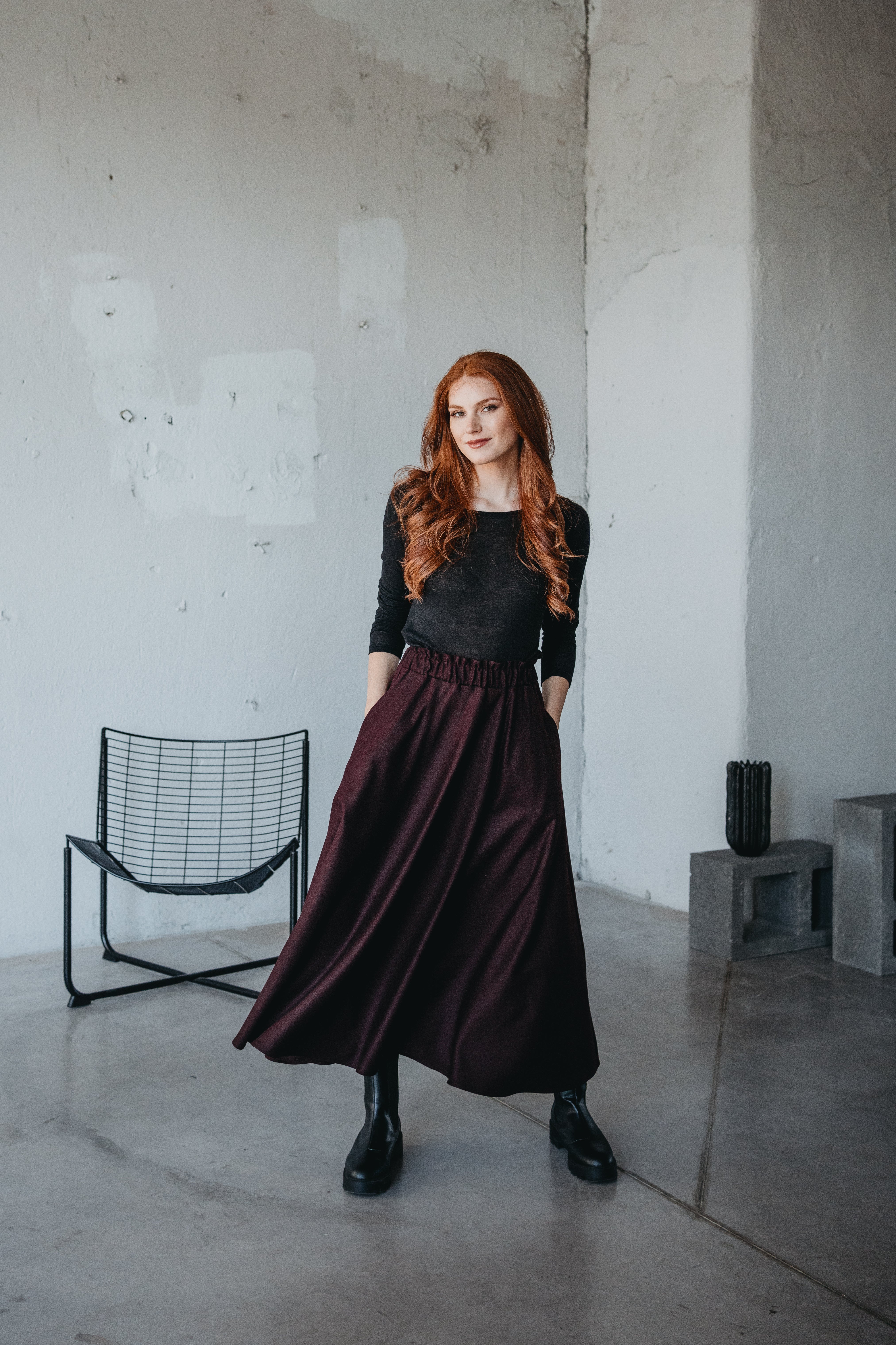スカート MAGDA BUTRYM Burgundy stretch viscose blend skirt Burgundy stretch viscose blend skirt – G&B