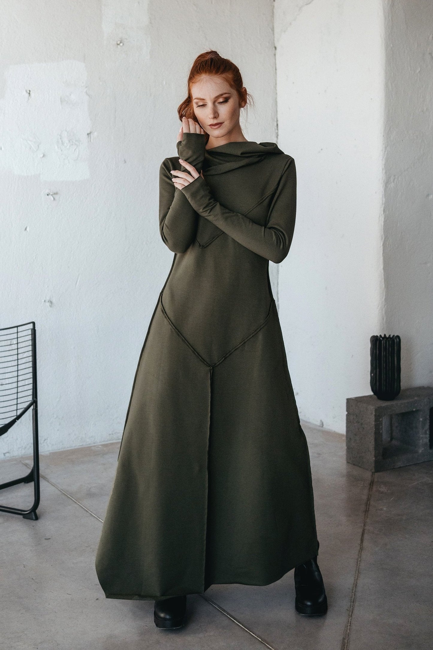 Gray Hooded Maxi Dress, S / Gray Gray Hooded Maxi Dress, S / Gray