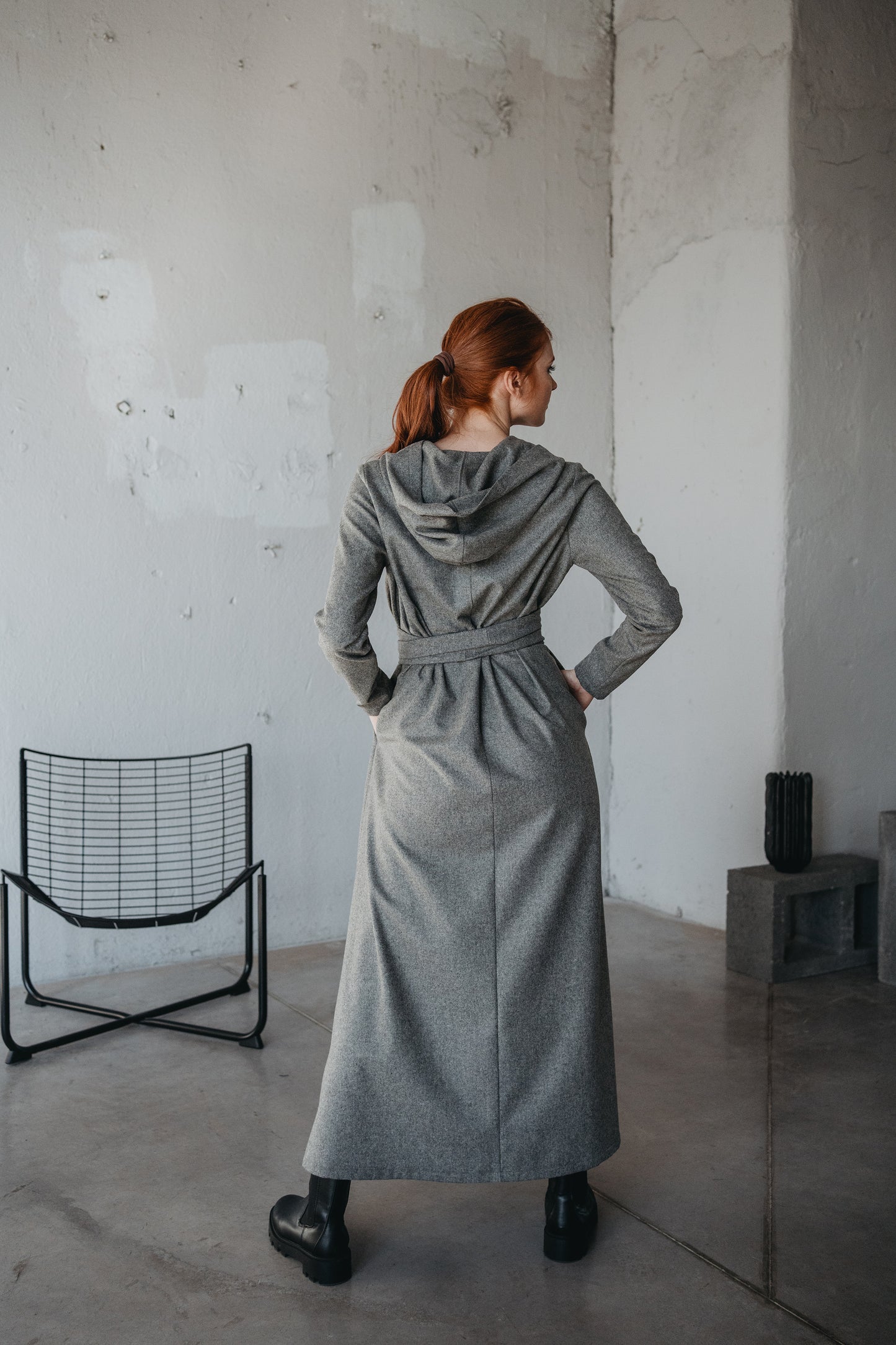 Hooded Wool Maxi Dress - Cozy & Elegant Winter Fashion VisibleArtShop Hooded Wool Maxi Dress - Cozy & Elegant Winter Fashion VisibleArtShop