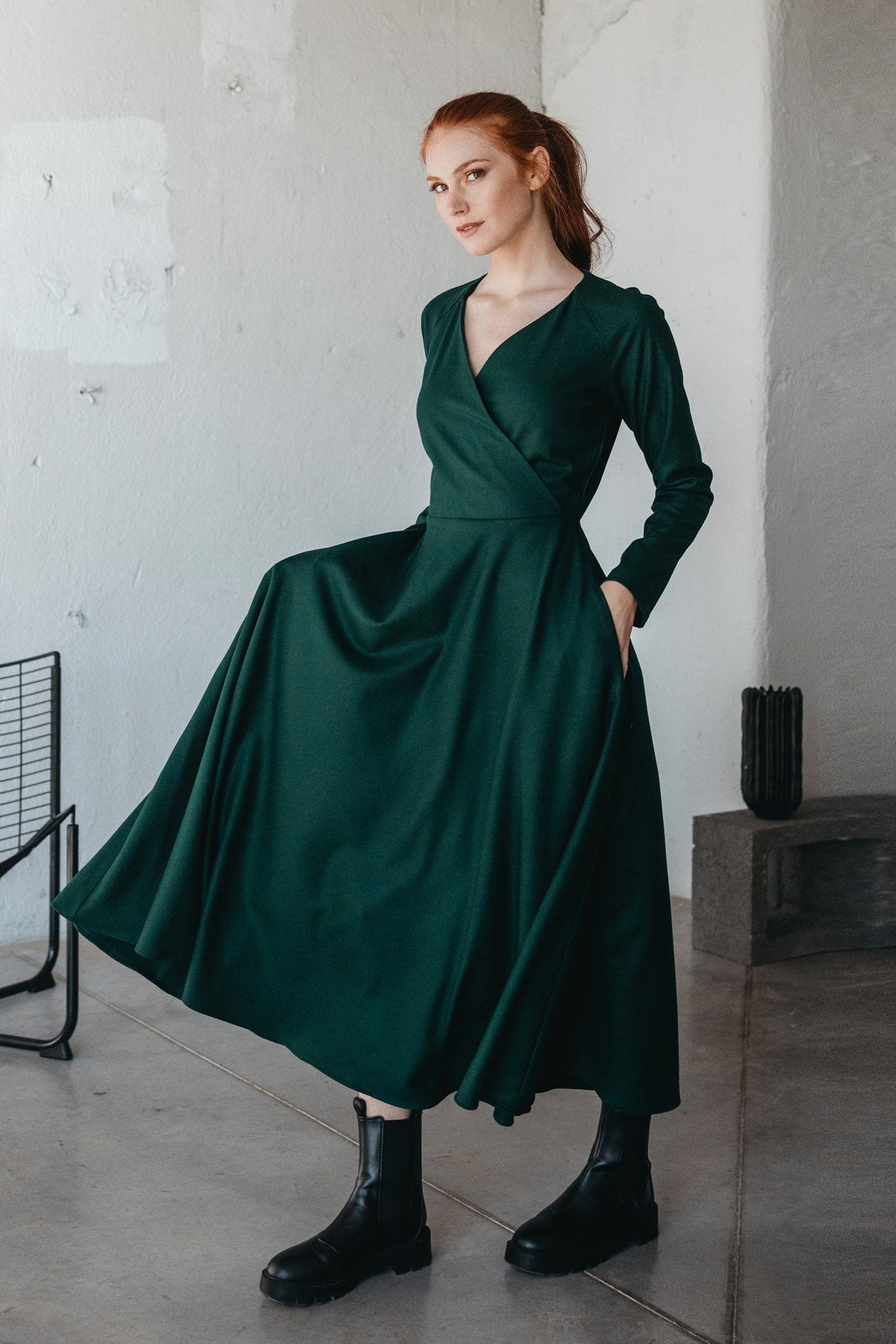 Wool Wrap-Top Dress Cozy Elegant Winter Wear for Any Occasion