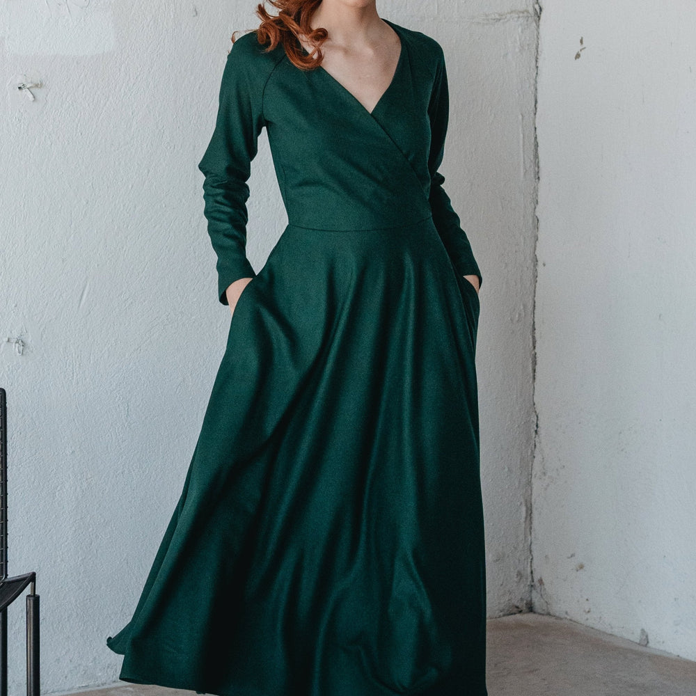 Winter Wool Dress, Wool Wrap Dress, Winter Dress for Women, Plus Size Clothing, Long Sleeve Wool Dress, Formal Fall Dress, Wool Clothing, XL / Black Winter Wool Dress, Wool Wrap Dress, Winter Dress for Women, Plus Size Clothing, Long Sleeve Wool Dress, Formal Fall Dress, Wool Clothing, XL / Black