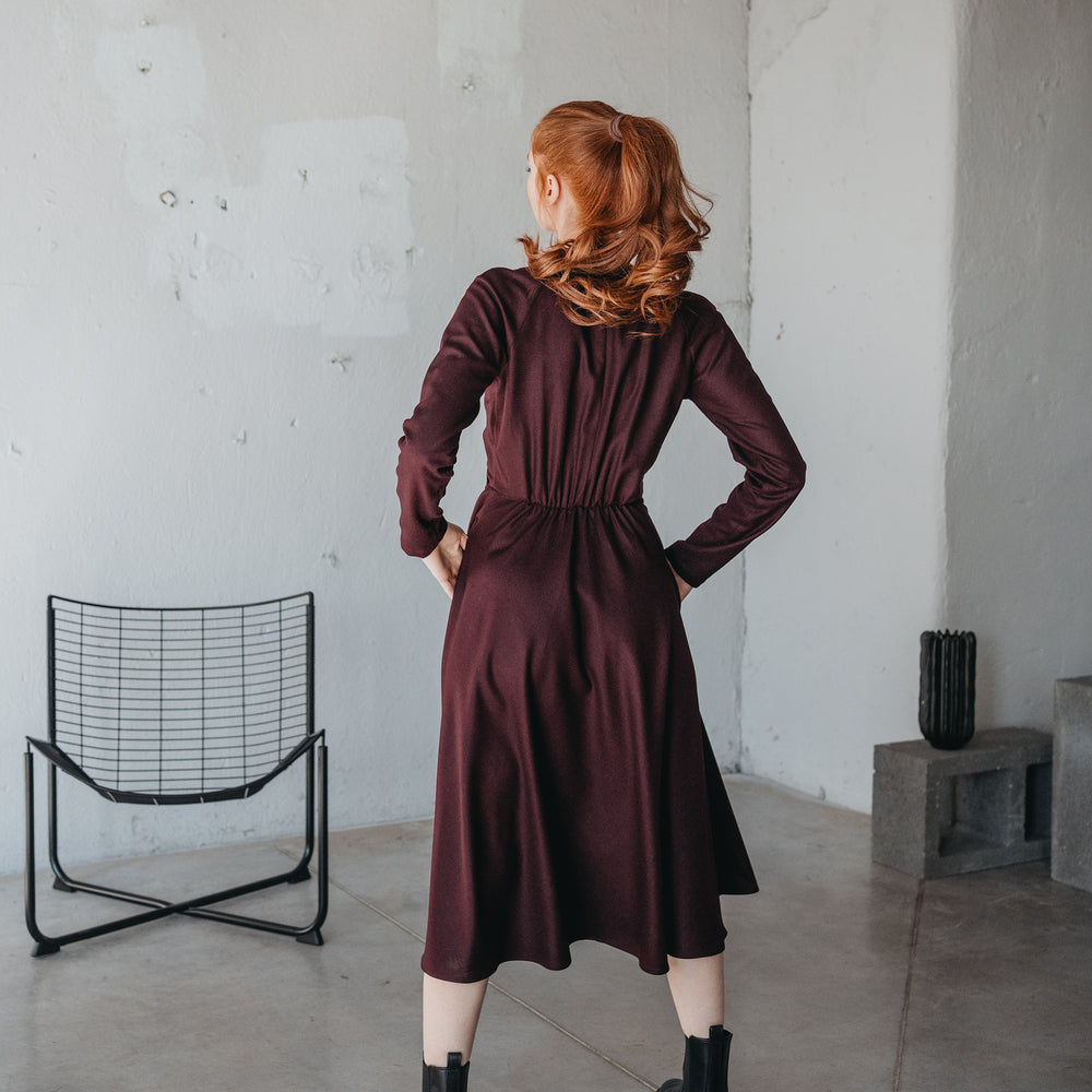 
                      
                        Wool Wrap-Top Dress in Midi Length, VisibleArtShop
                      
                    
