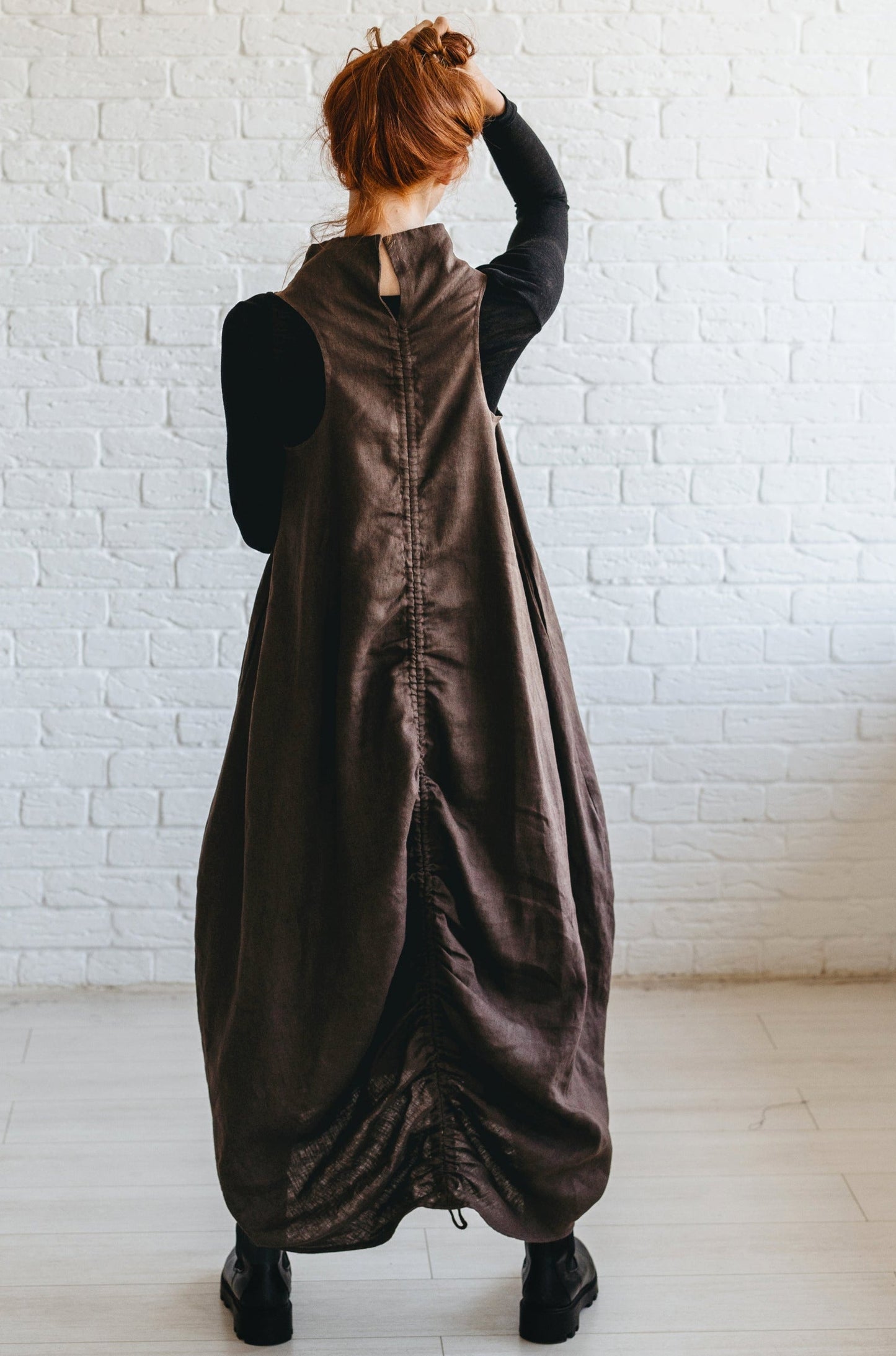 Chocolate Brown Linen Dress - Heavy Linen Dress Women - Linen Midi Dress - Fall Linen Dress - Linen Clothing Plus Size - Sleeveless Linen Dress, XL / Chocolate Brown Linen Dress - Heavy Linen Dress Women - Linen Midi Dress - Fall Linen Dress - Linen Clothing Plus Size - Sleeveless Linen Dress, XL /