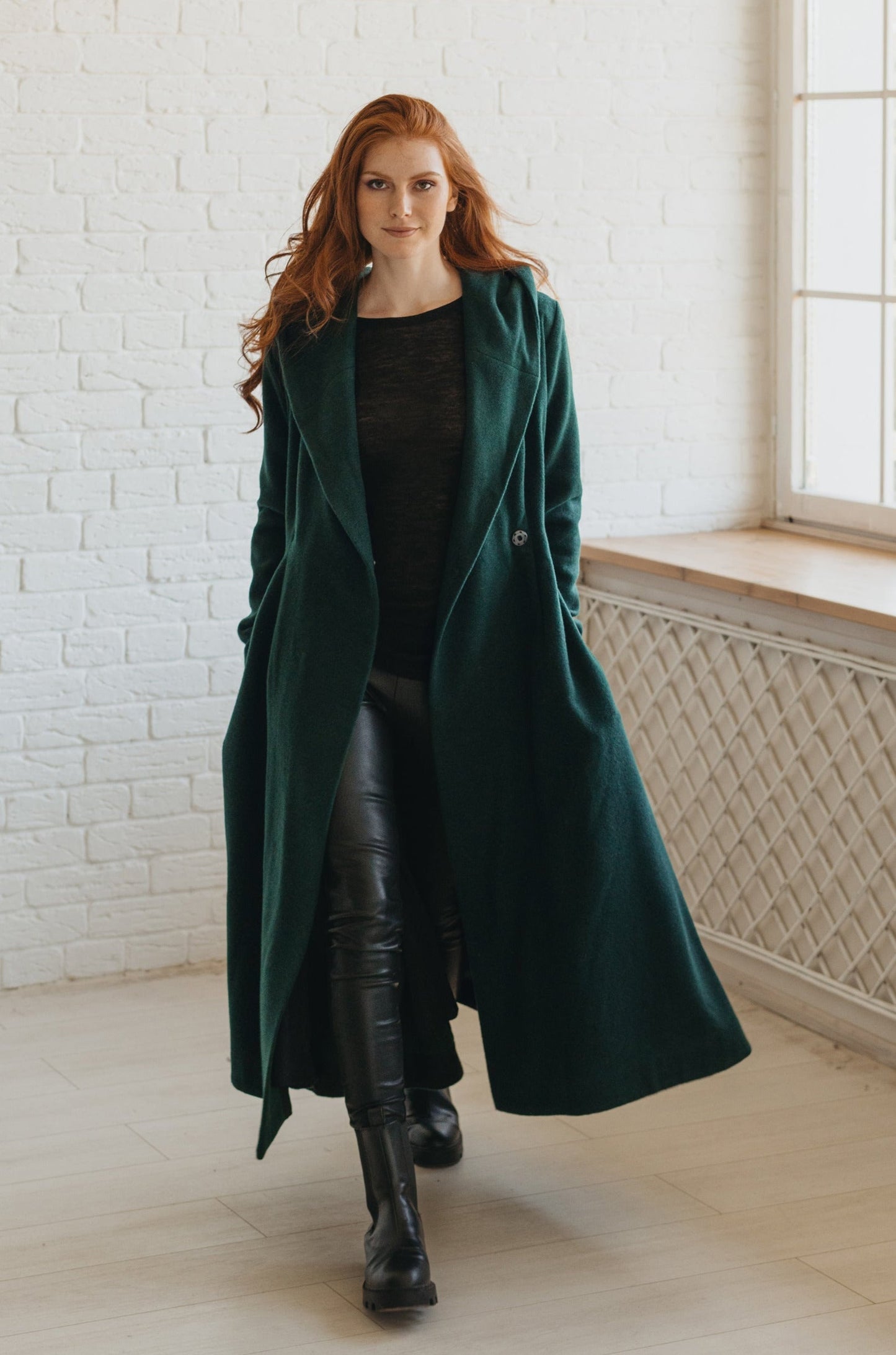 Merino Wool Flared Coat-visibleartshop