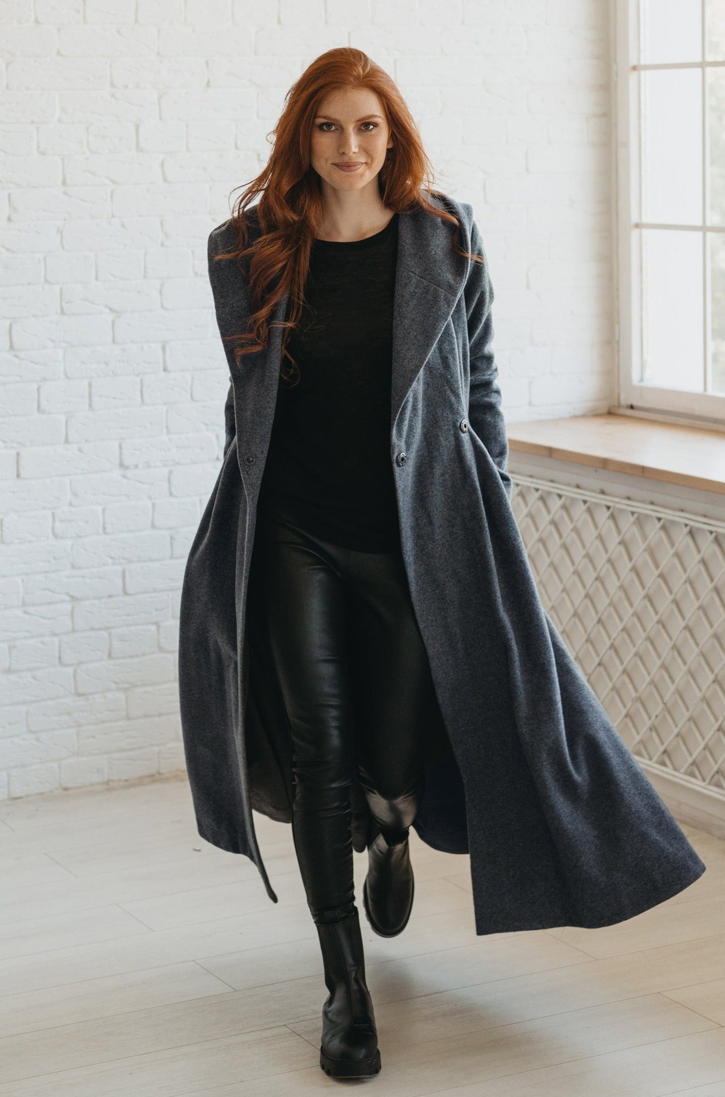 Merino Wool Flared Coat, VisibleArtShop