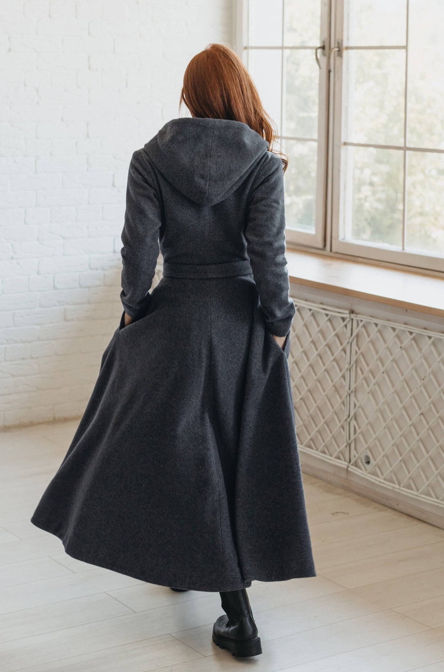 Merino Wool Flared Coat, VisibleArtShop